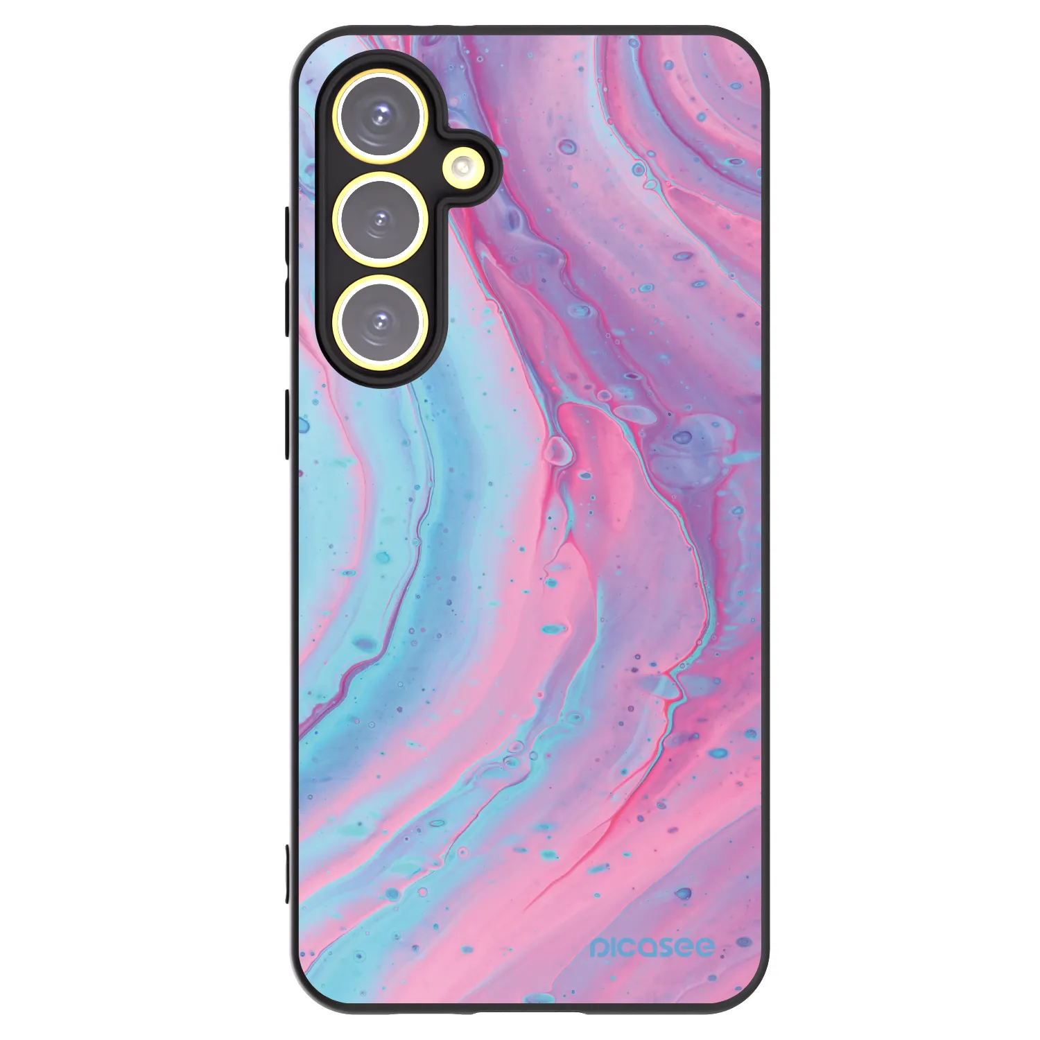 Picasee silikonowe czarne etui na Samsung Galaxy S24 FE S721B - Pink liquid