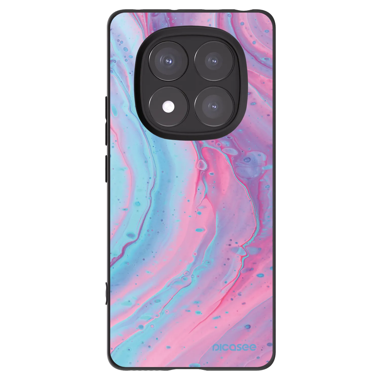 Picasee silikonowe czarne etui na Xiaomi Redmi Note 14 Pro 5G - Pink liquid