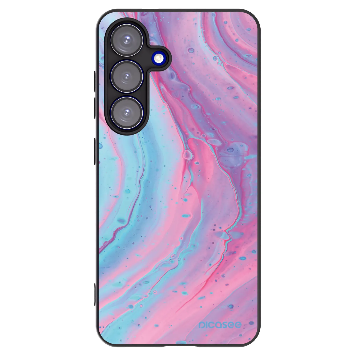 Picasee silikonowe czarne etui na Samsung Galaxy S25 5G - Pink liquid