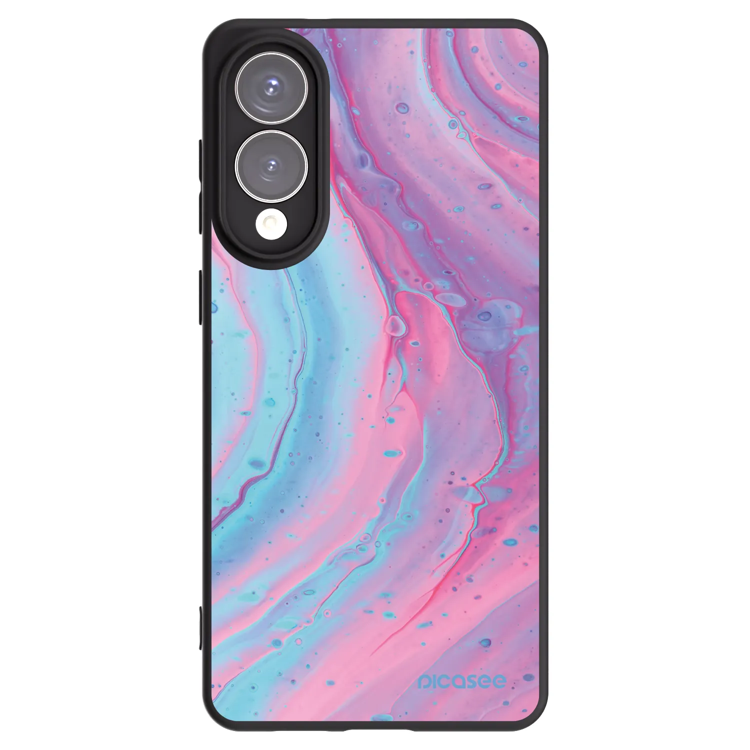 Picasee silikonowe czarne etui na Samsung Galaxy S25 Edge 5G - Pink liquid