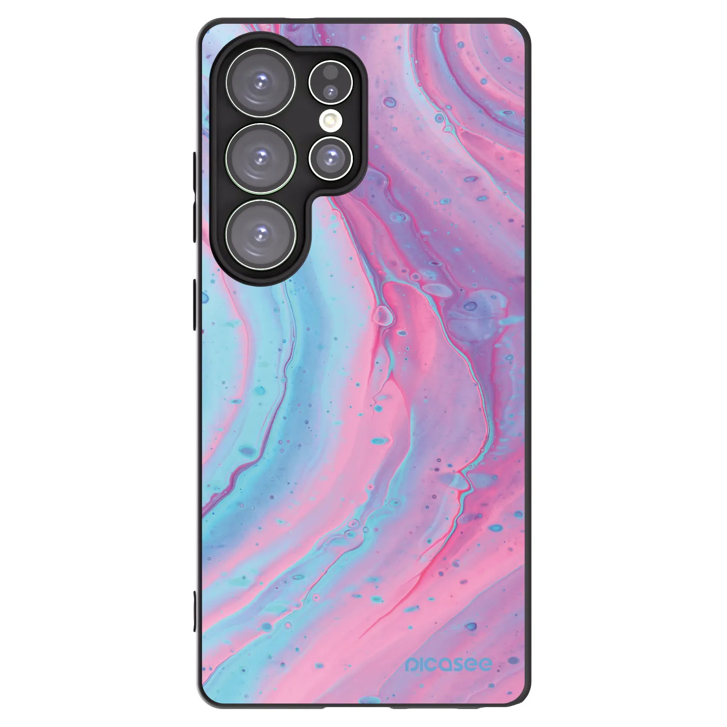 Picasee silikonowe czarne etui na Samsung Galaxy S25 Ultra 5G - Pink liquid