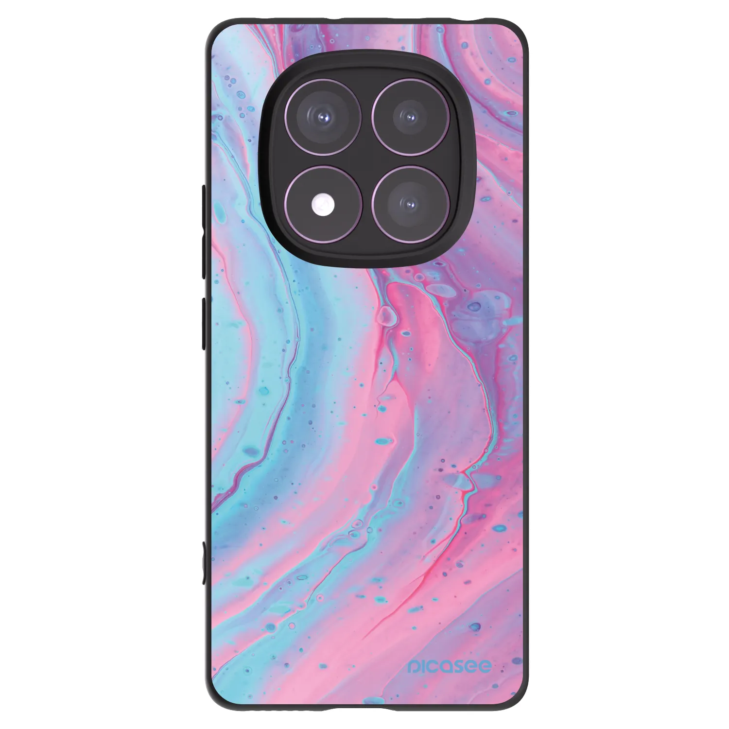 Picasee silikonowe czarne etui na Xiaomi Redmi Note 14 Pro 4G - Pink liquid