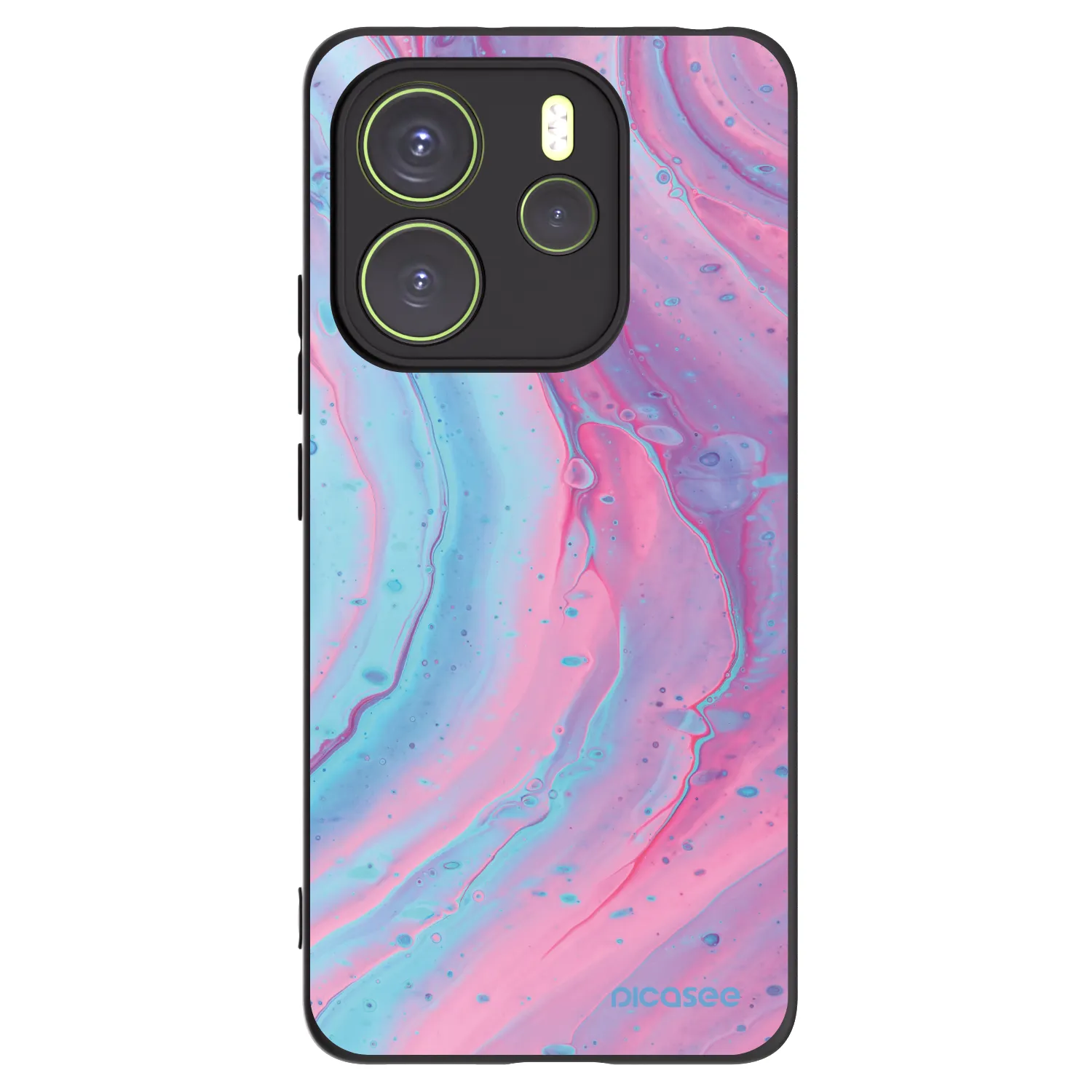 Picasee silikonowe czarne etui na Xiaomi Redmi Note 14 4G - Pink liquid