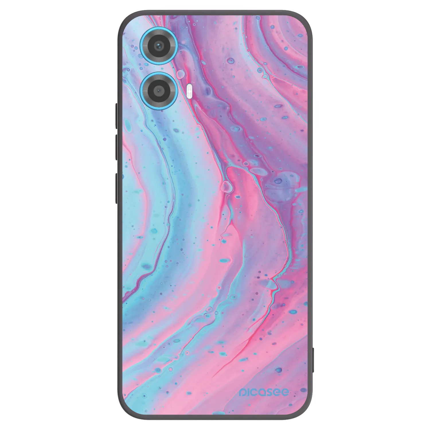 Picasee silikonowe czarne etui na Motorola Moto G34 5G - Pink liquid