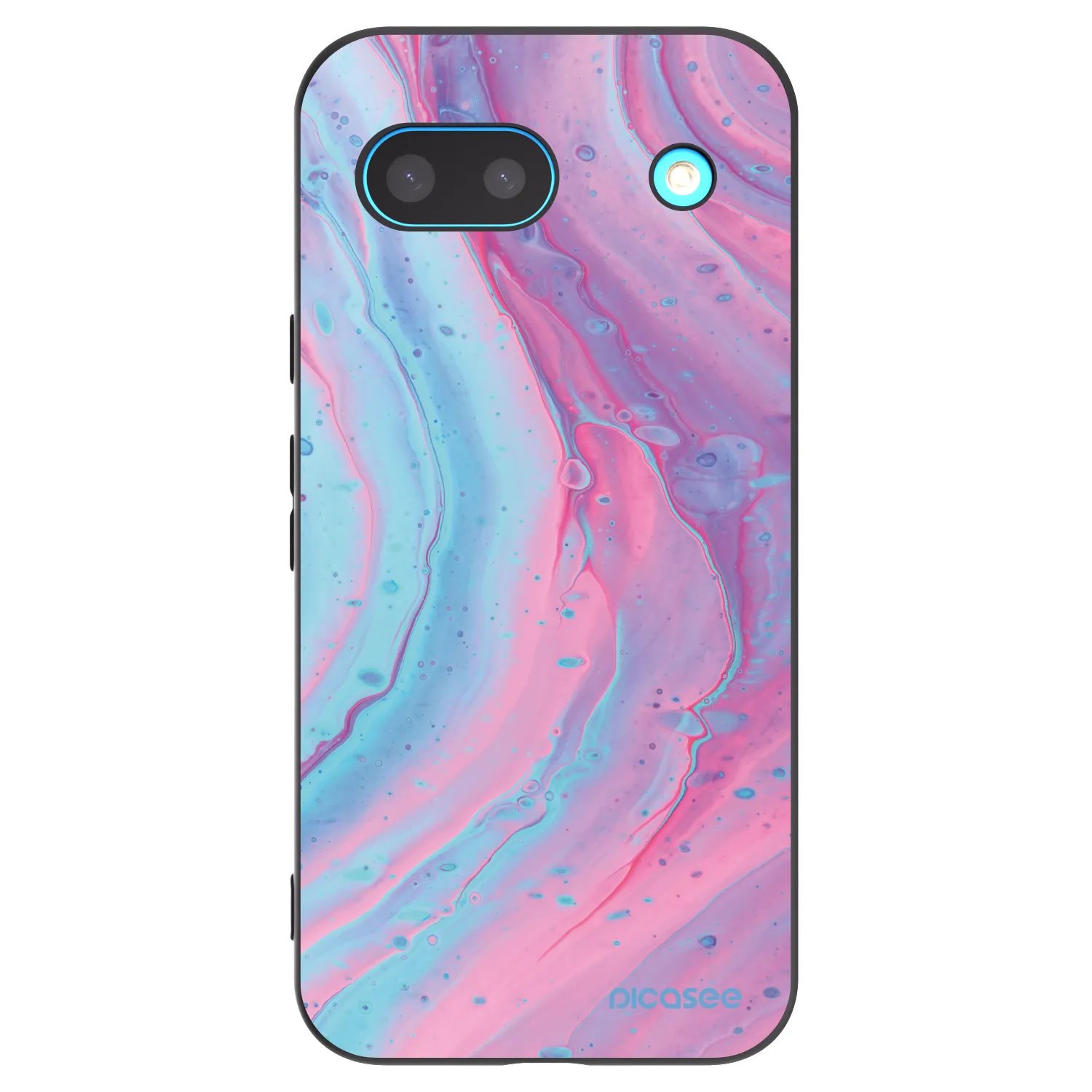 Picasee silikonowe czarne etui na Google Pixel 8 - Pink liquid