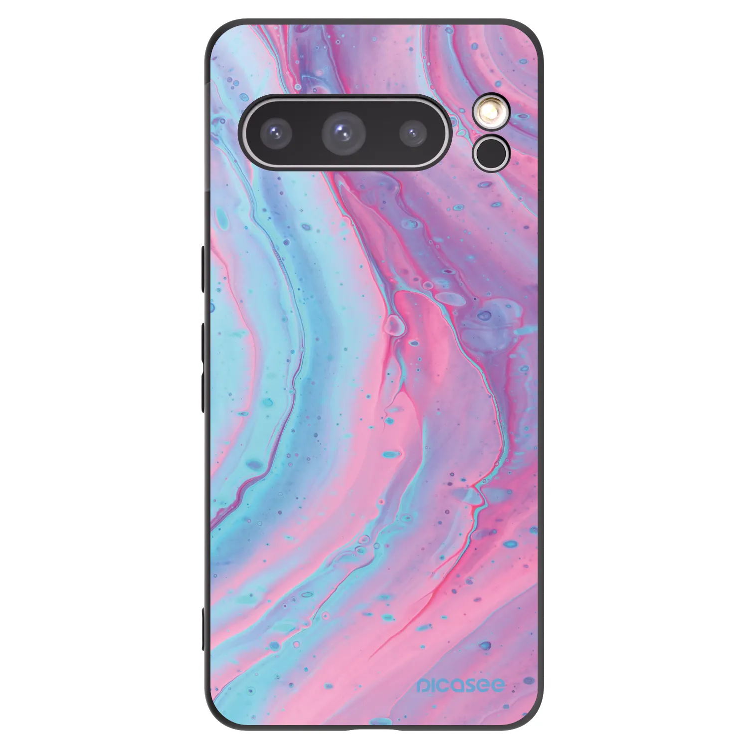 Picasee silikonowe czarne etui na Google Pixel 8 Pro - Pink liquid
