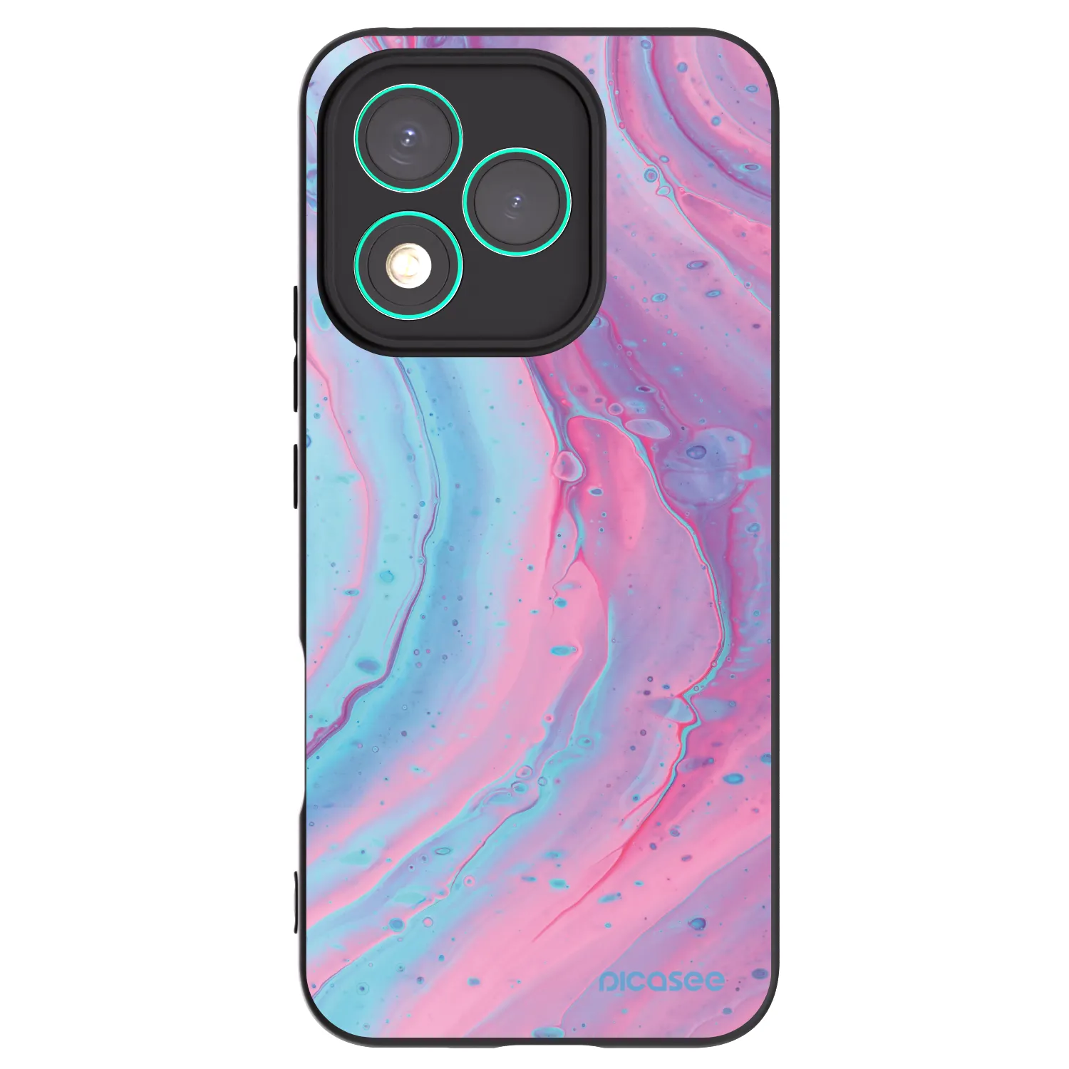 Picasee silikonowe czarne etui na Honor 400 Lite 5G - Pink liquid