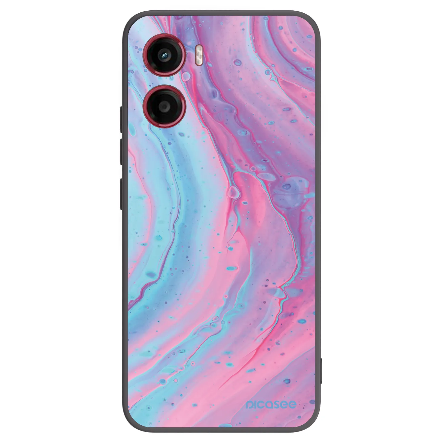 Picasee silikonowe czarne etui na Motorola Moto G05 - Pink liquid