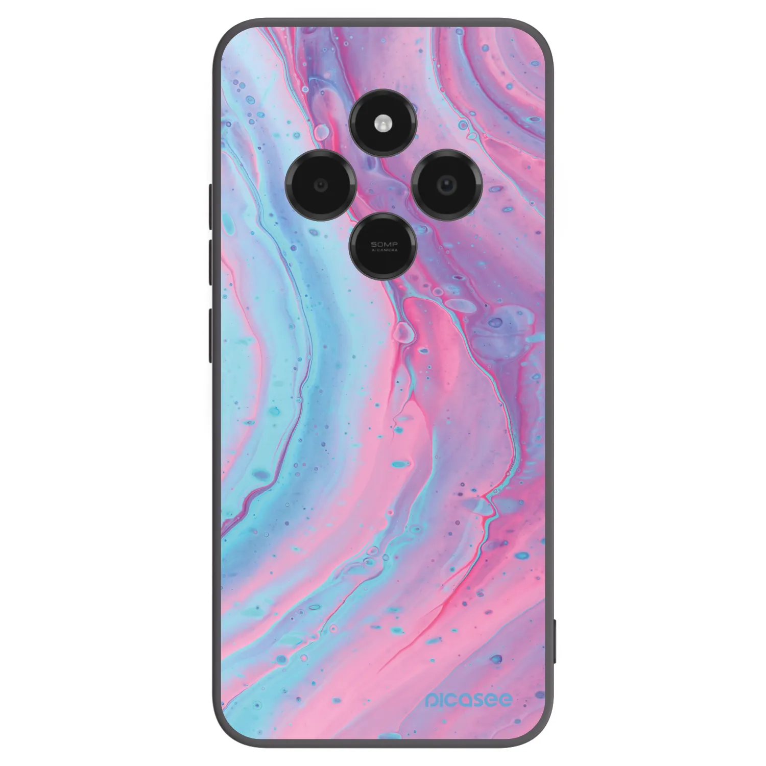 Picasee silikonowe czarne etui na Xiaomi Poco C75 - Pink liquid