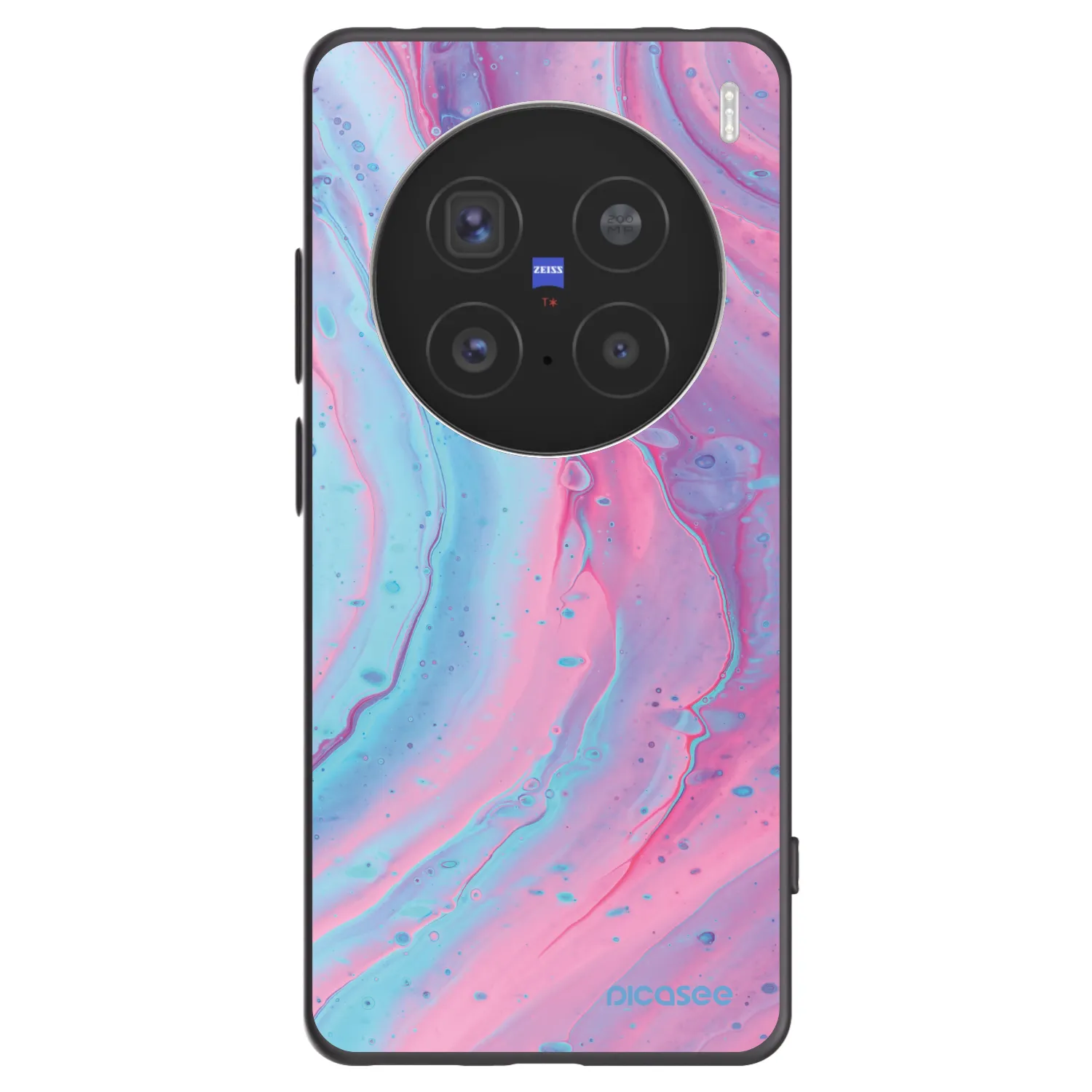 Picasee silikonowe czarne etui na Vivo X200 Pro - Pink liquid