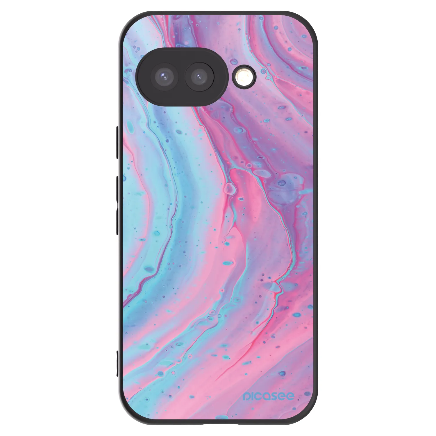 Picasee silikonowe czarne etui na Google Pixel 9a - Pink liquid