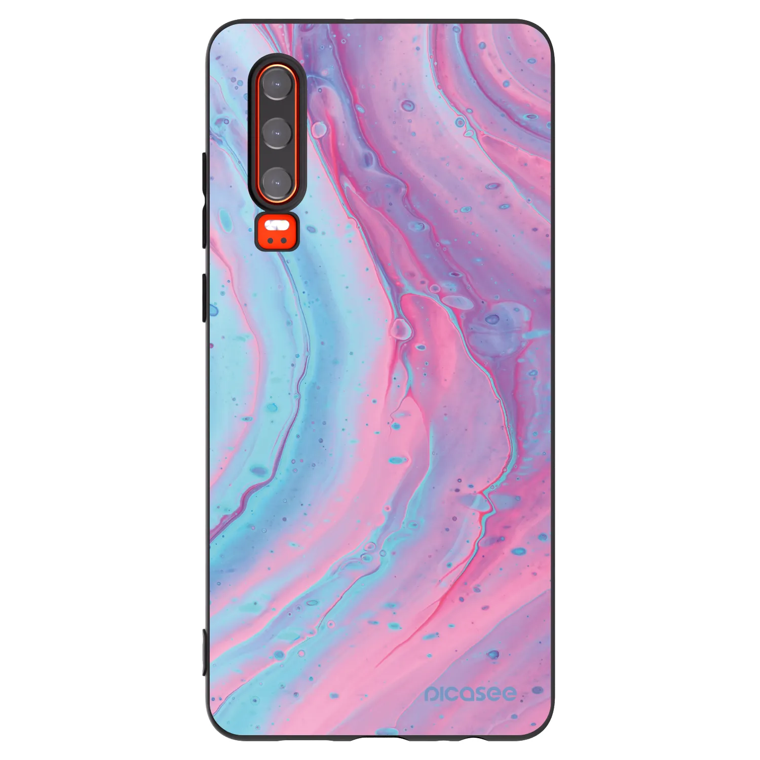 Picasee silikonowe czarne etui na Huawei P30 - Pink liquid