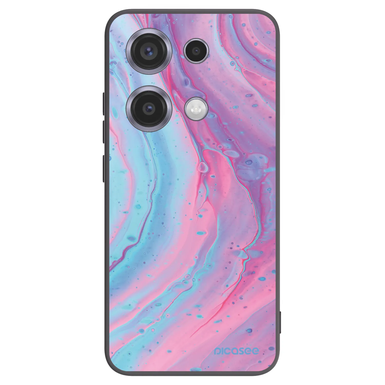 Picasee silikonowe czarne etui na Xiaomi Redmi Note 14S - Pink liquid