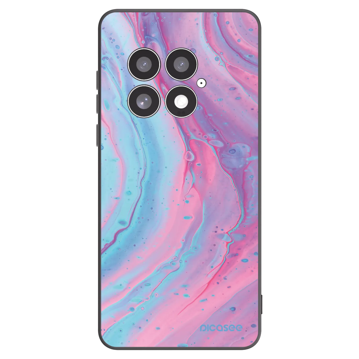 Picasee silikonowe czarne etui na OnePlus 13 5G - Pink liquid