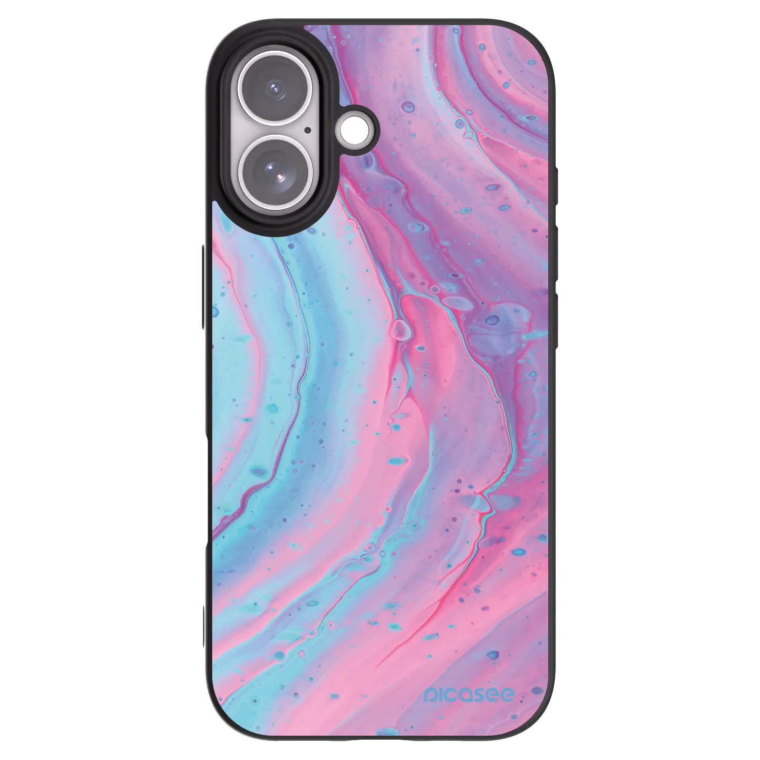 Picasee silikonowe czarne etui na Apple iPhone 17 - Pink liquid