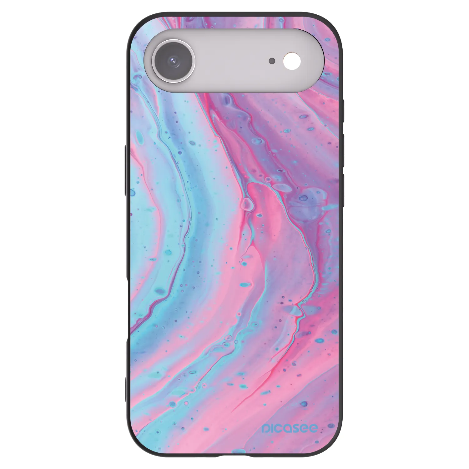 Picasee silikonowe czarne etui na Apple iPhone Air - Pink liquid