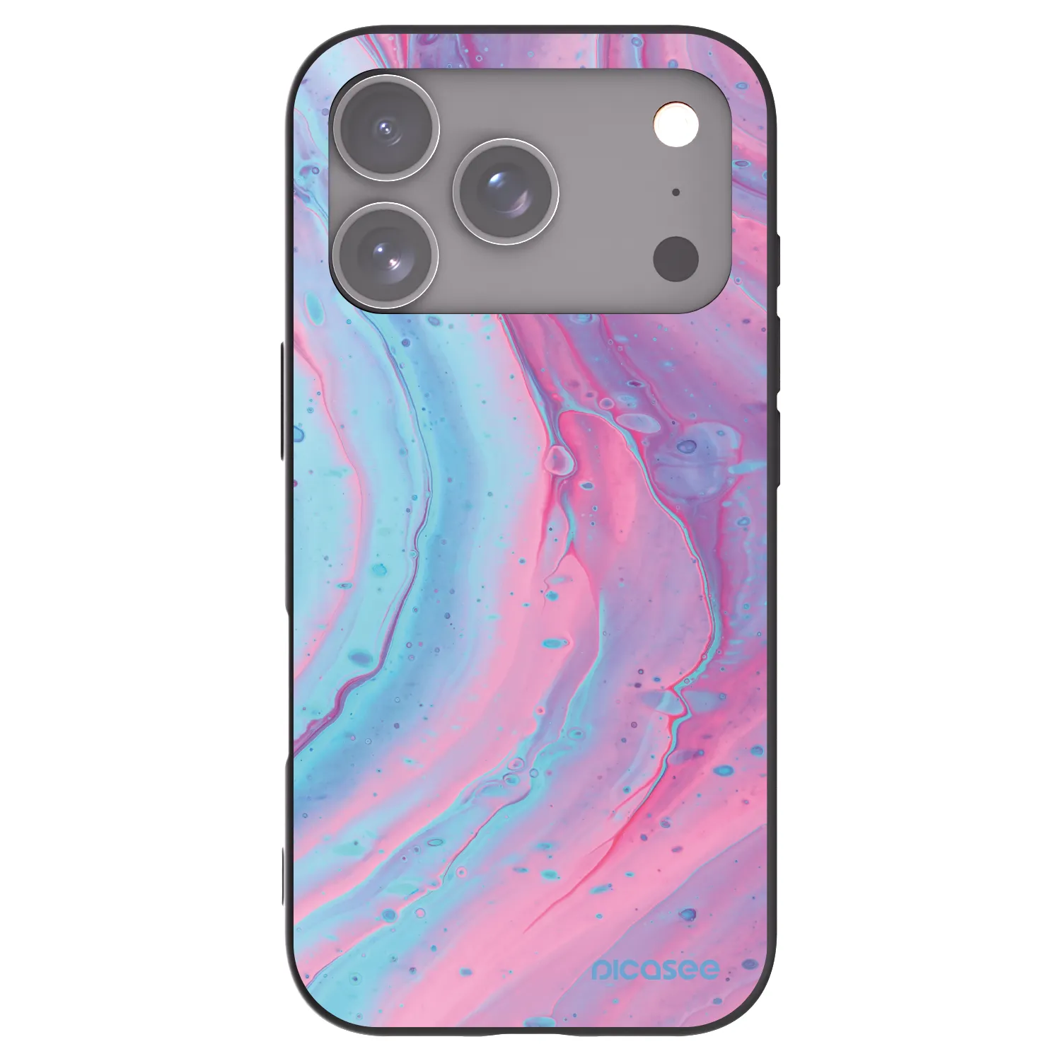 Picasee silikonowe czarne etui na Apple iPhone 17 Pro - Pink liquid