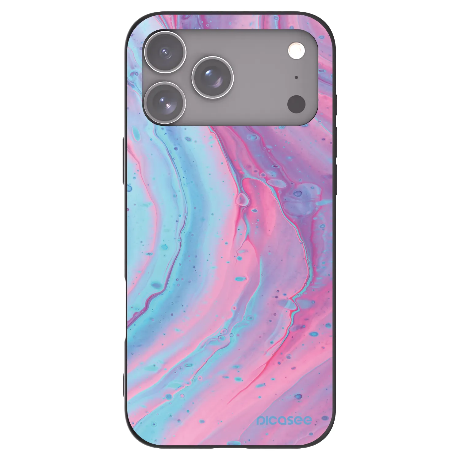 Picasee silikonowe czarne etui na Apple iPhone 17 Pro Max - Pink liquid