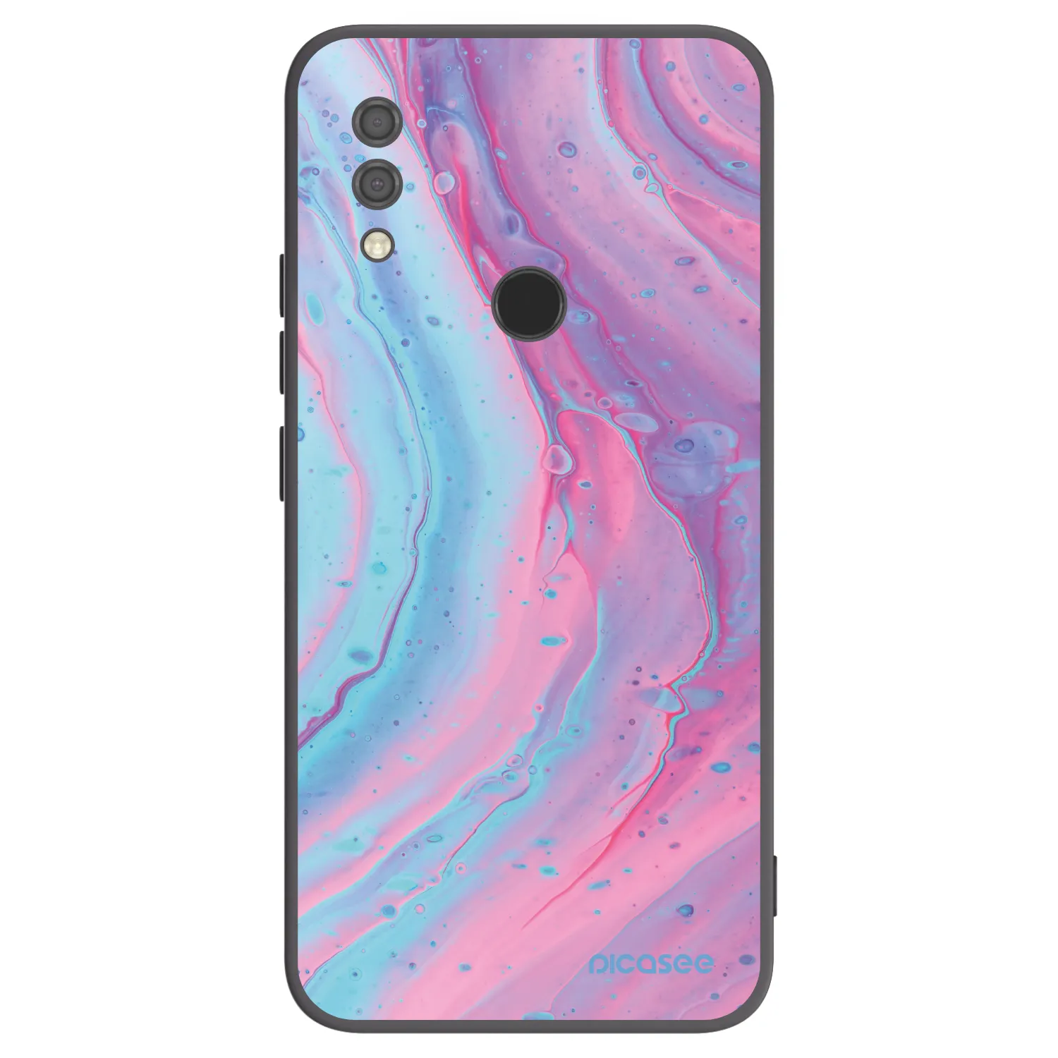 Picasee silikonowe czarne etui na Xiaomi Redmi 7 - Pink liquid