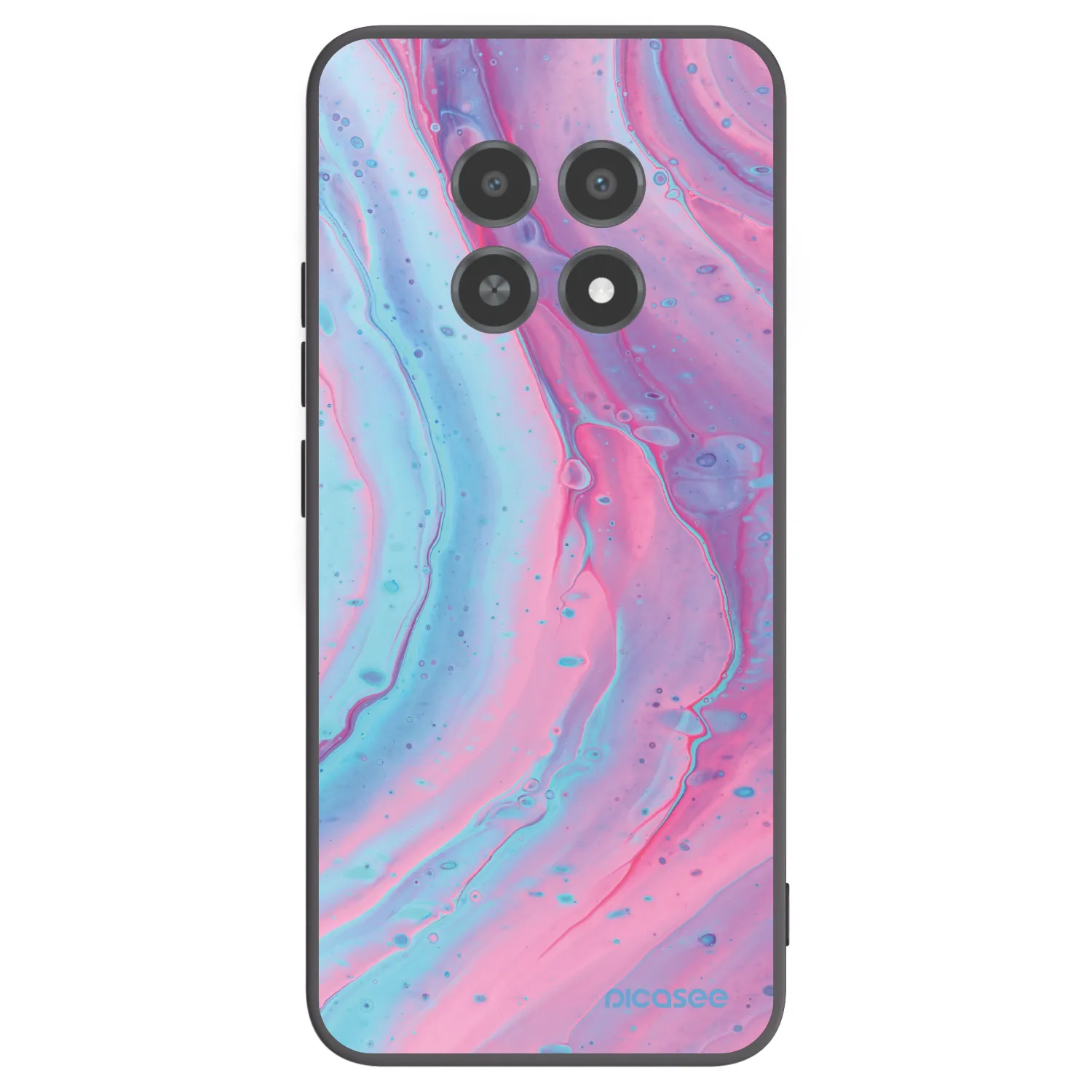 Picasee silikonowe czarne etui na Realme 12X - Pink liquid