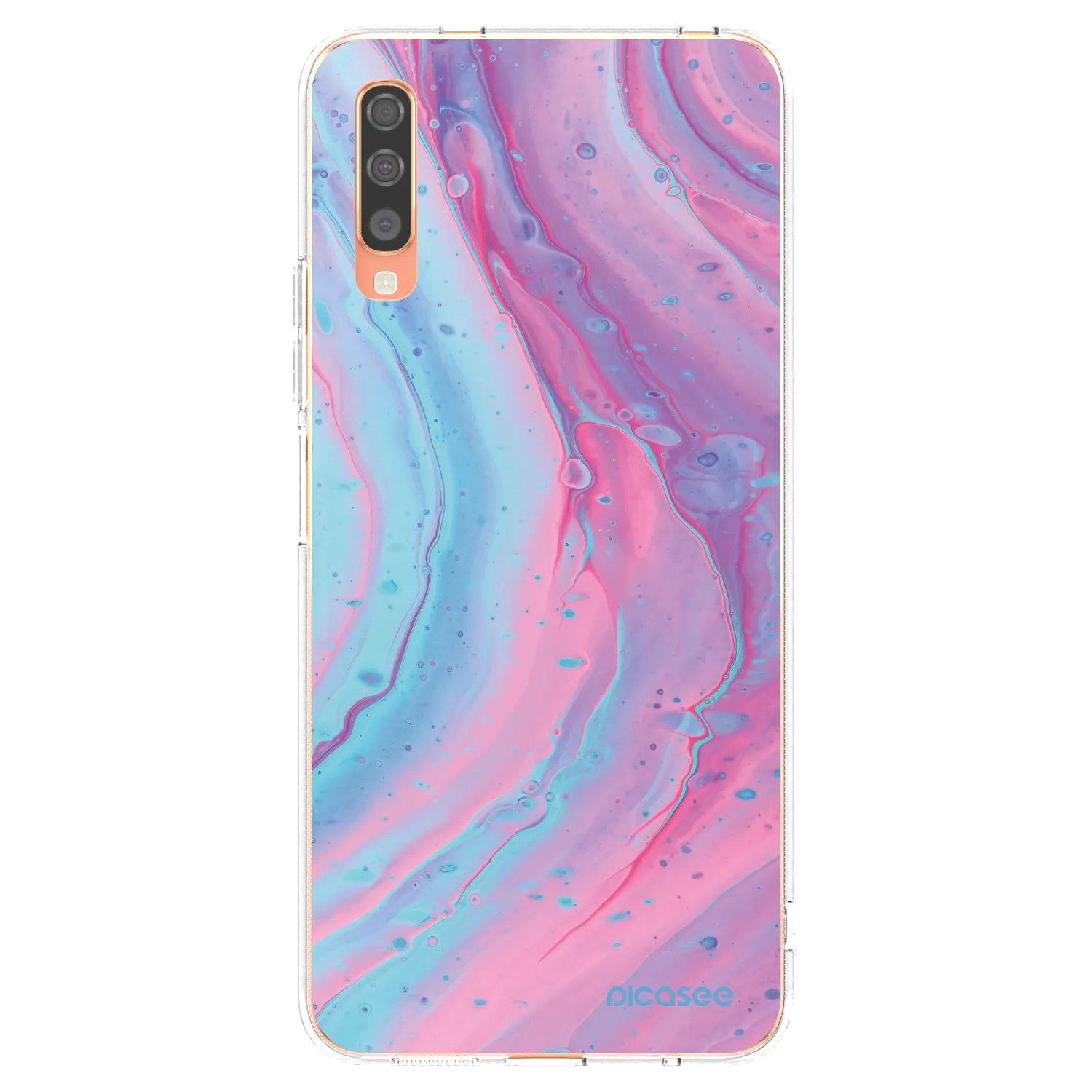Picasee silikonowe przeźroczyste etui na Samsung Galaxy A70 A705F - Pink liquid