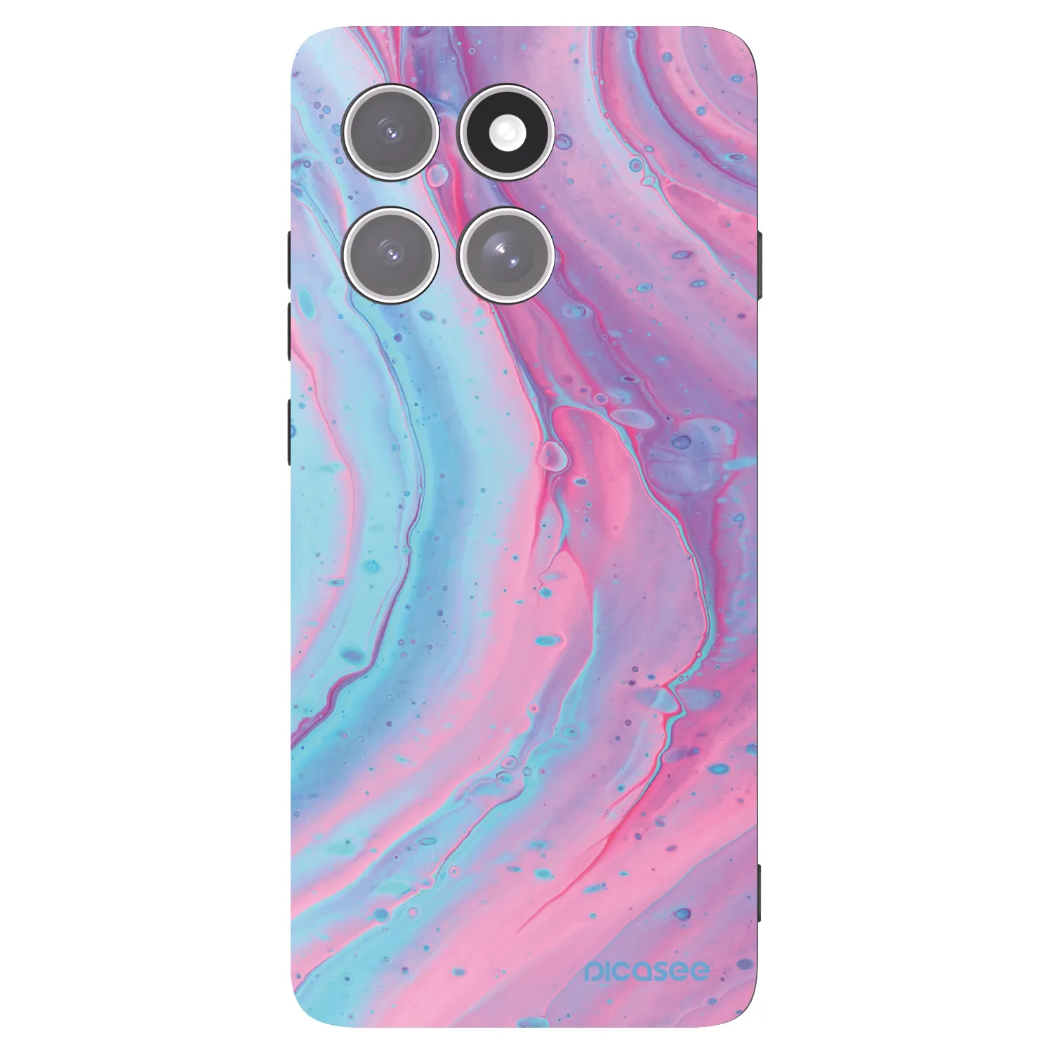 Picasee silikonowe czarne etui na Motorola Edge 60 Pro - Pink liquid