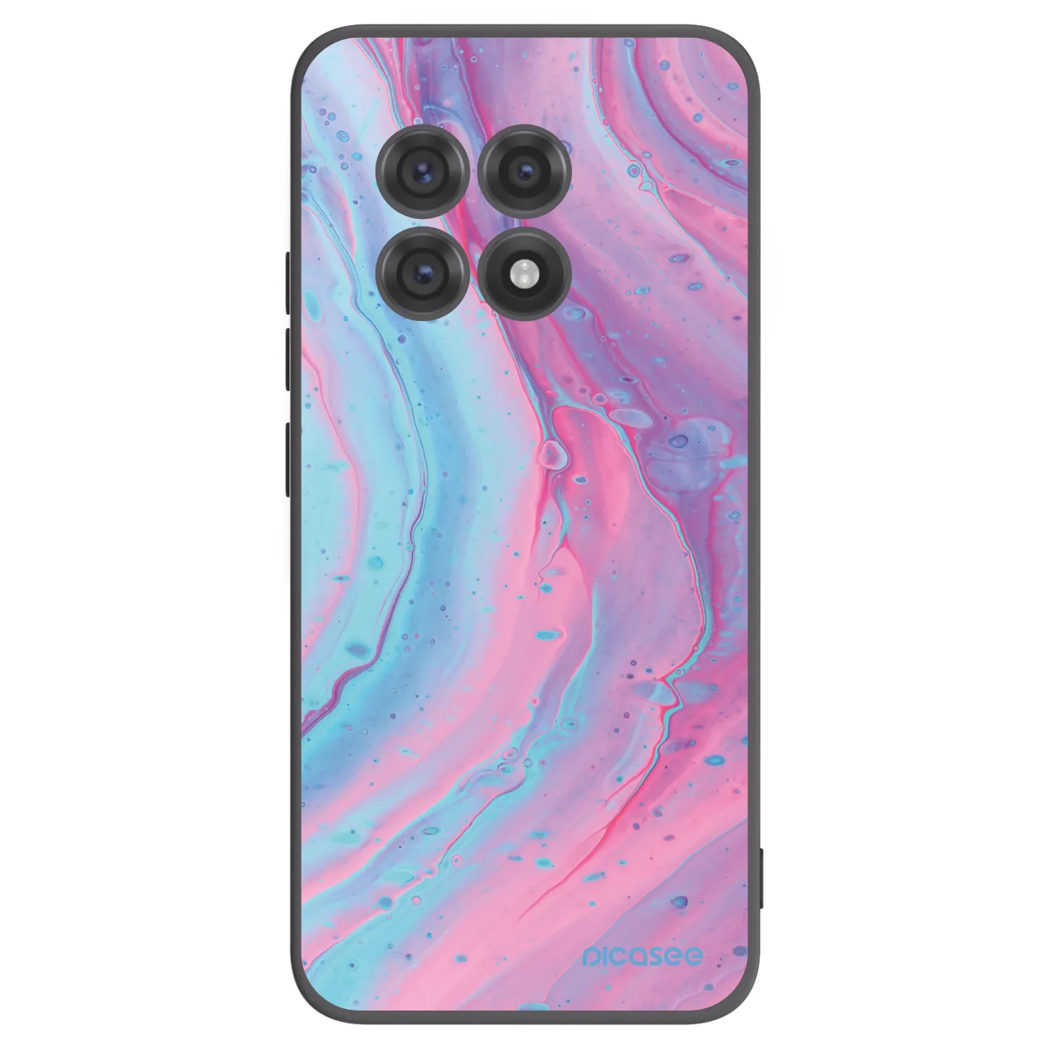 Picasee silikonowe czarne etui na OnePlus 13R 5G - Pink liquid