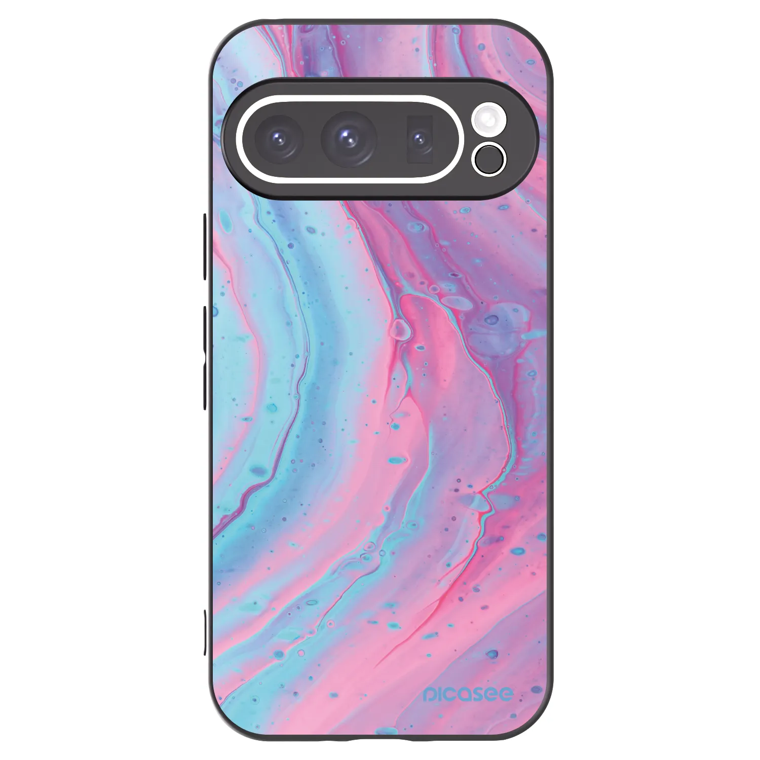 Picasee silikonowe czarne etui na Google Pixel 9 Pro XL - Pink liquid