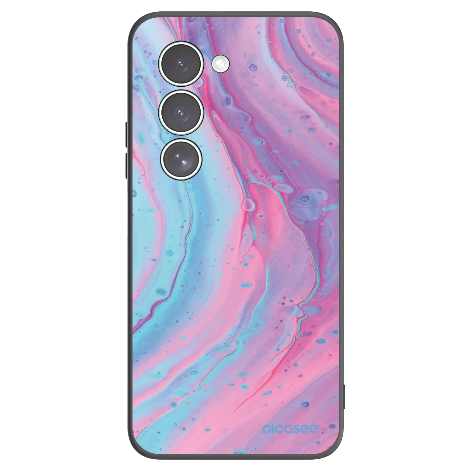 Picasee silikonowe czarne etui na Xiaomi Redmi 15 5G - Pink liquid