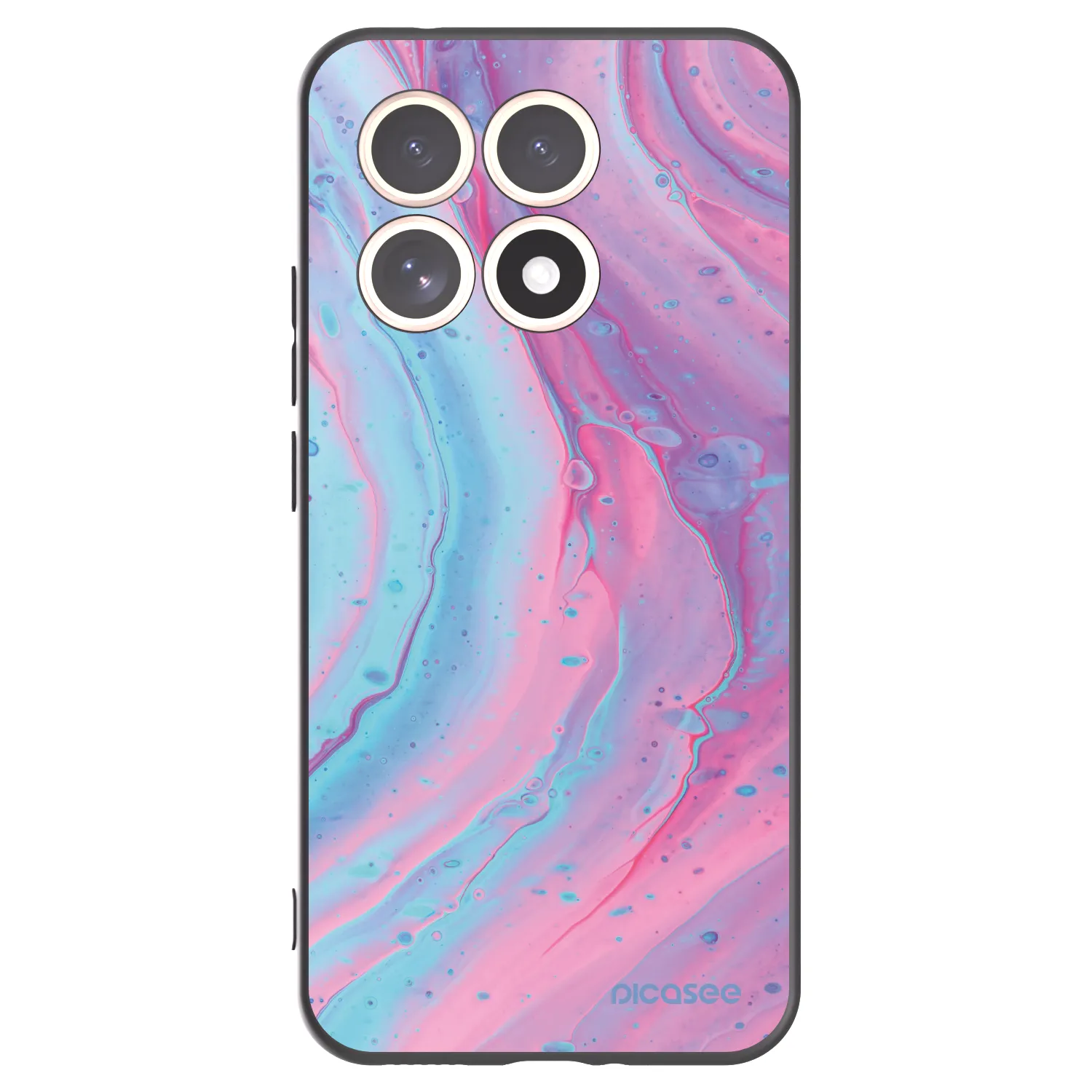 Picasee silikonowe czarne etui na Xiaomi 15T - Pink liquid