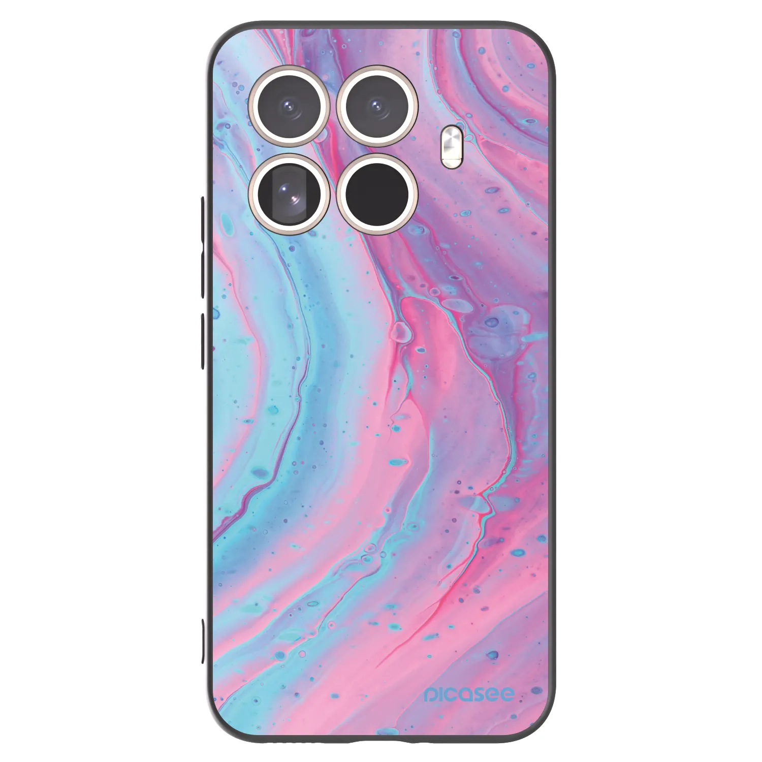 Picasee silikonowe czarne etui na Xiaomi 15T Pro - Pink liquid
