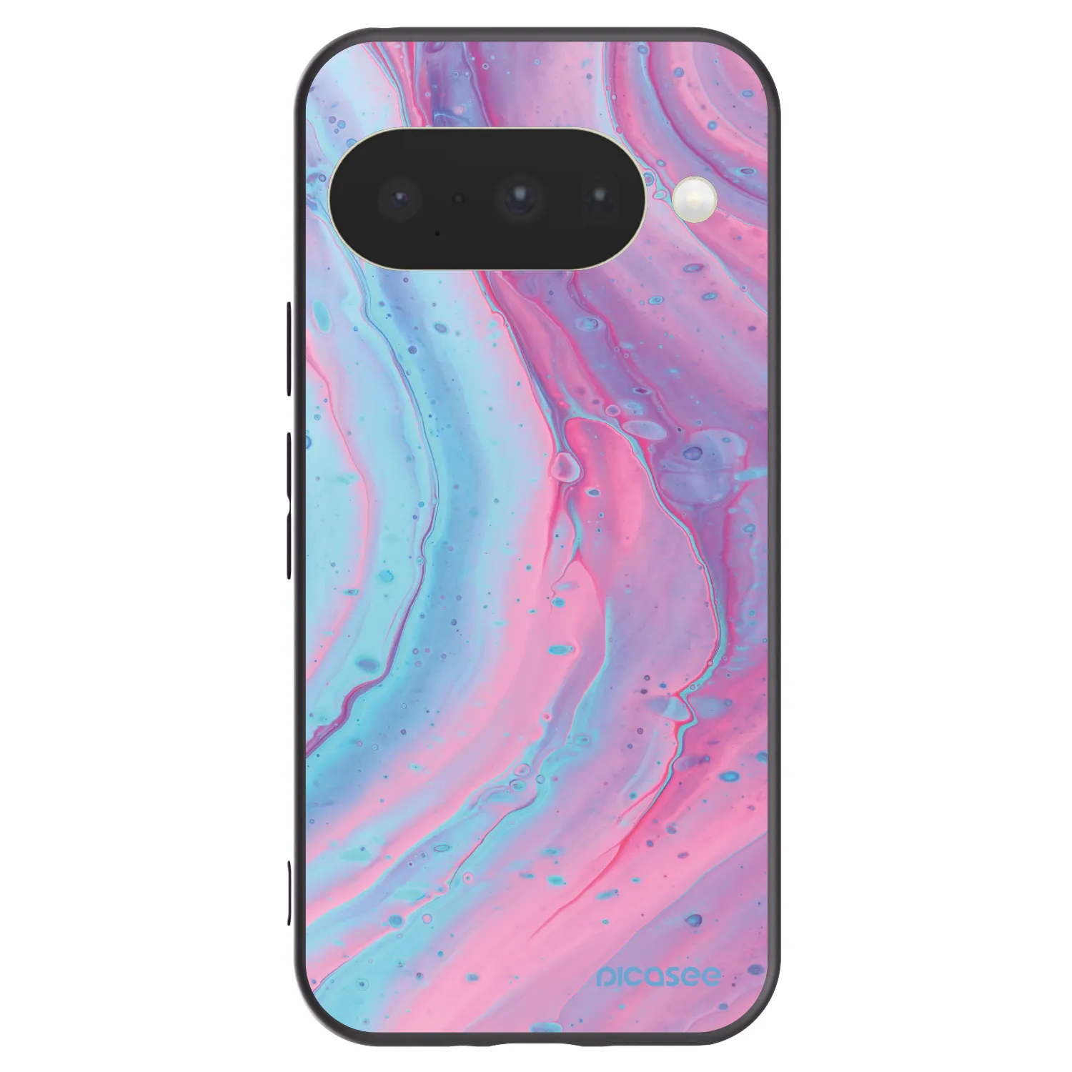 Picasee silikonowe czarne etui na Google Pixel 10 - Pink liquid