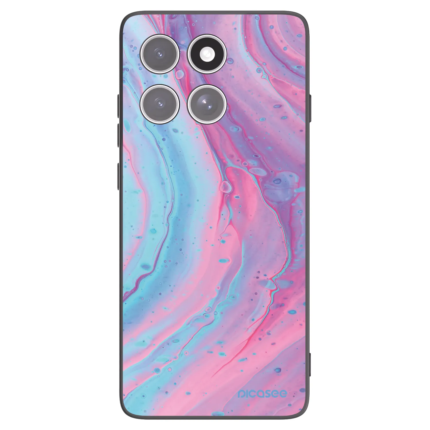 Picasee silikonowe czarne etui na Motorola Edge 60 Fusion - Pink liquid