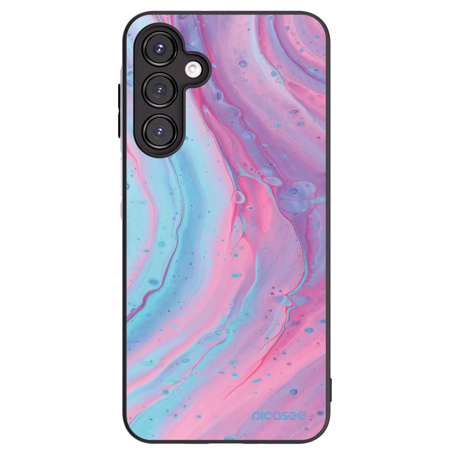 Picasee silikonowe czarne etui na Samsung Galaxy A16 4G - Pink liquid