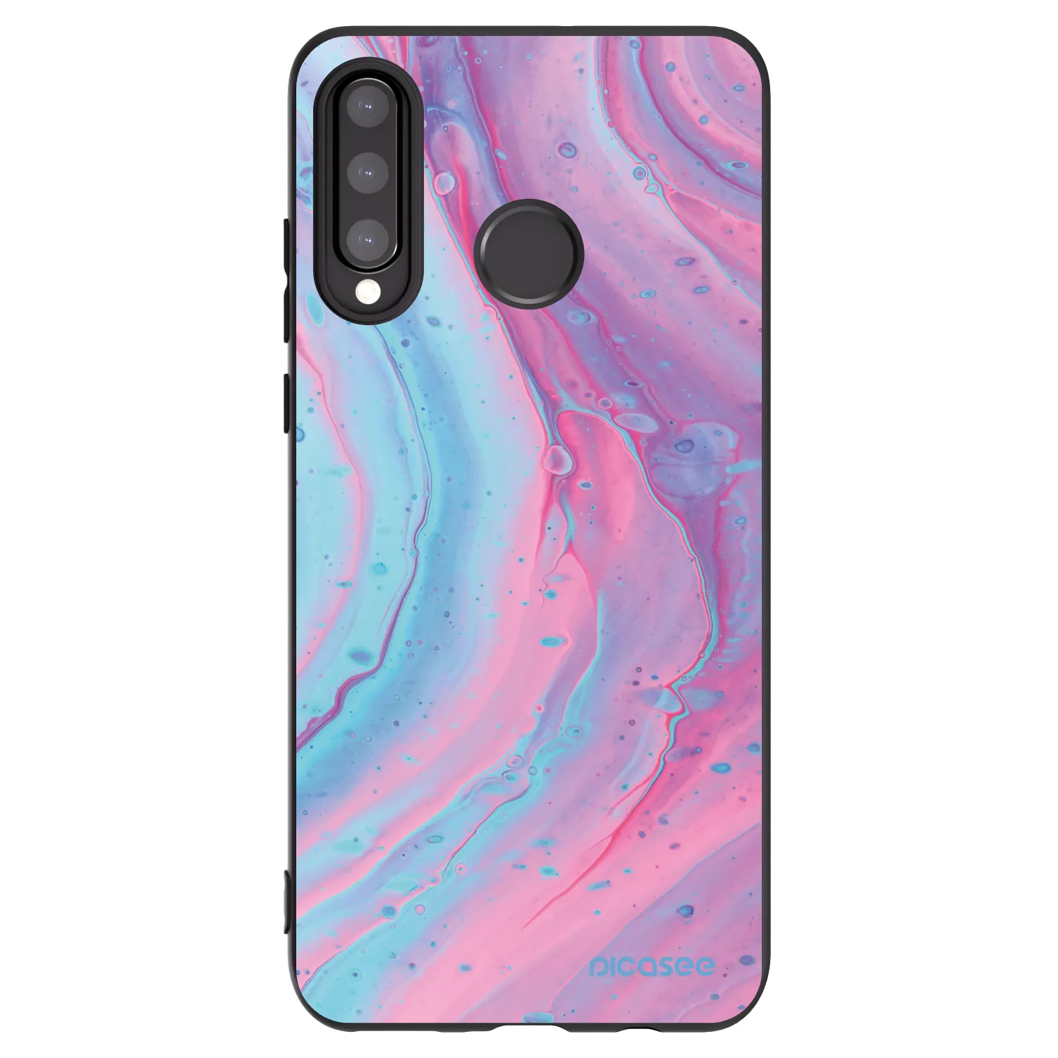 Picasee silikonowe czarne etui na Huawei P30 Lite - Pink liquid