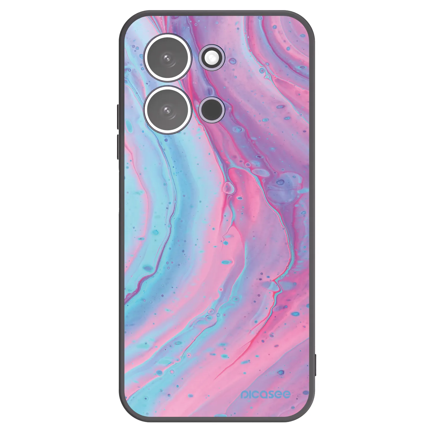 Picasee silikonowe czarne etui na Xiaomi Redmi 15C 5G - Pink liquid