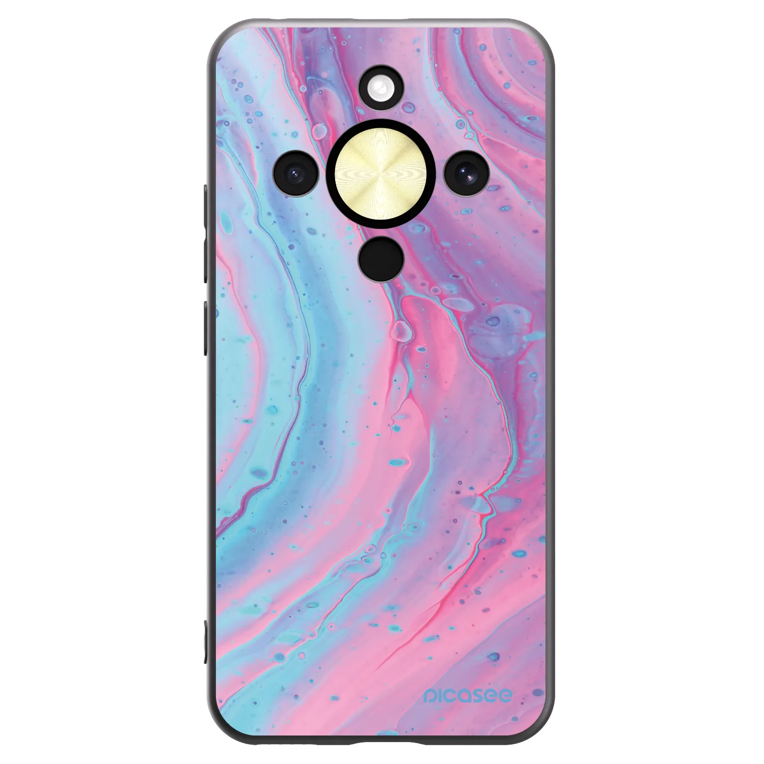 Picasee silikonowe czarne etui na Honor Magic8 Lite 5G - Pink liquid