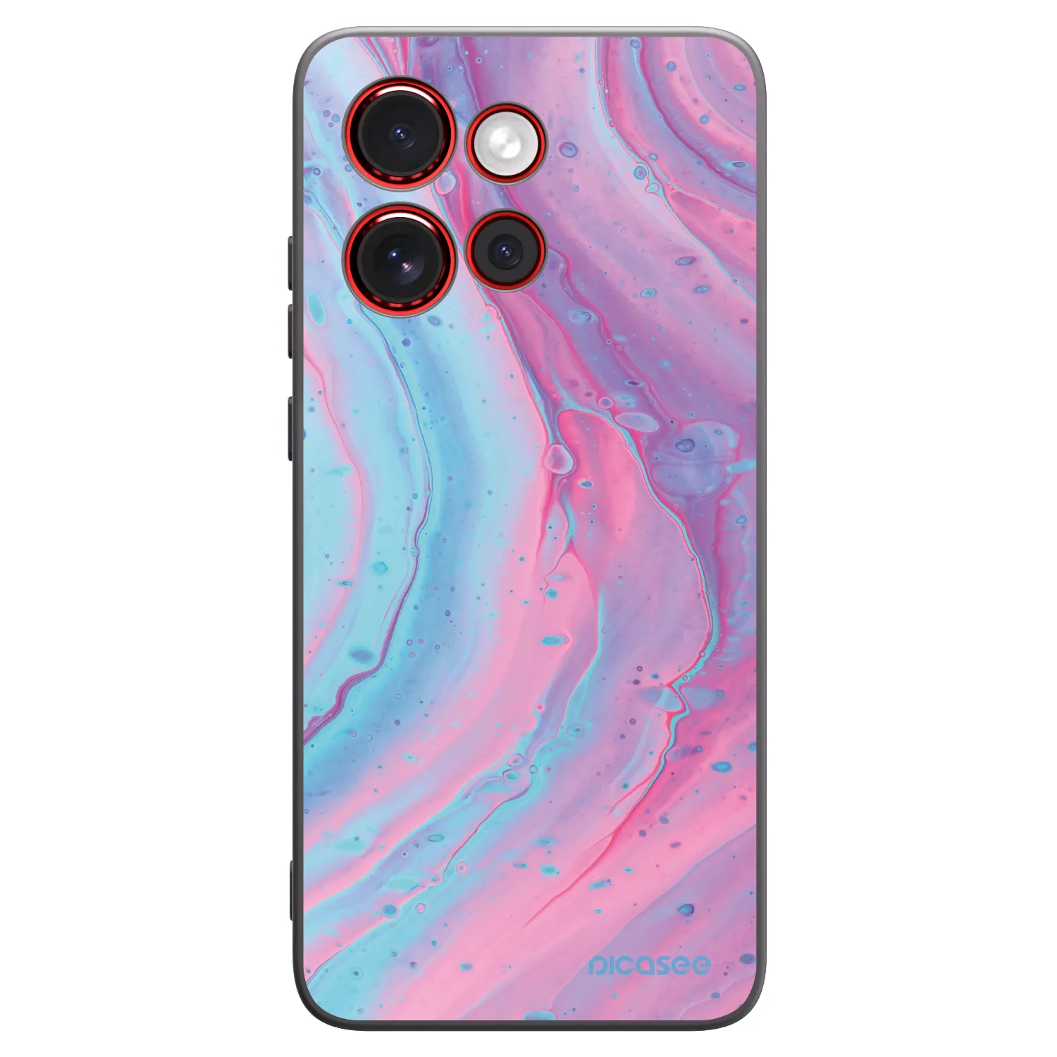 Picasee silikonowe czarne etui na Motorola Edge 60 Neo 5G - Pink liquid