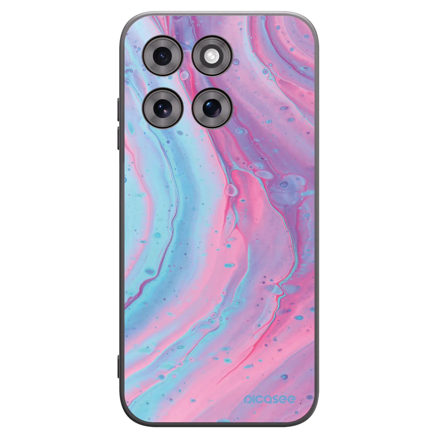 Picasee silikonowe czarne etui na Motorola Moto G77 - Pink liquid