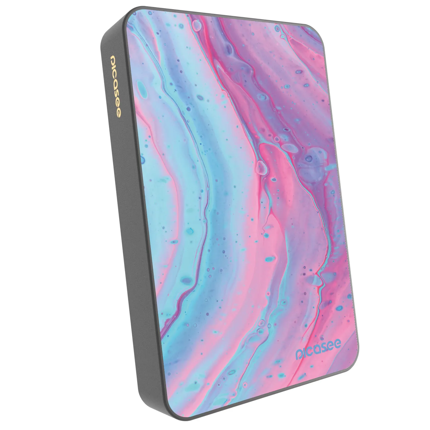 Picasee Powerbank z MagSafe 10 000 mAh Szary - Pink liquid