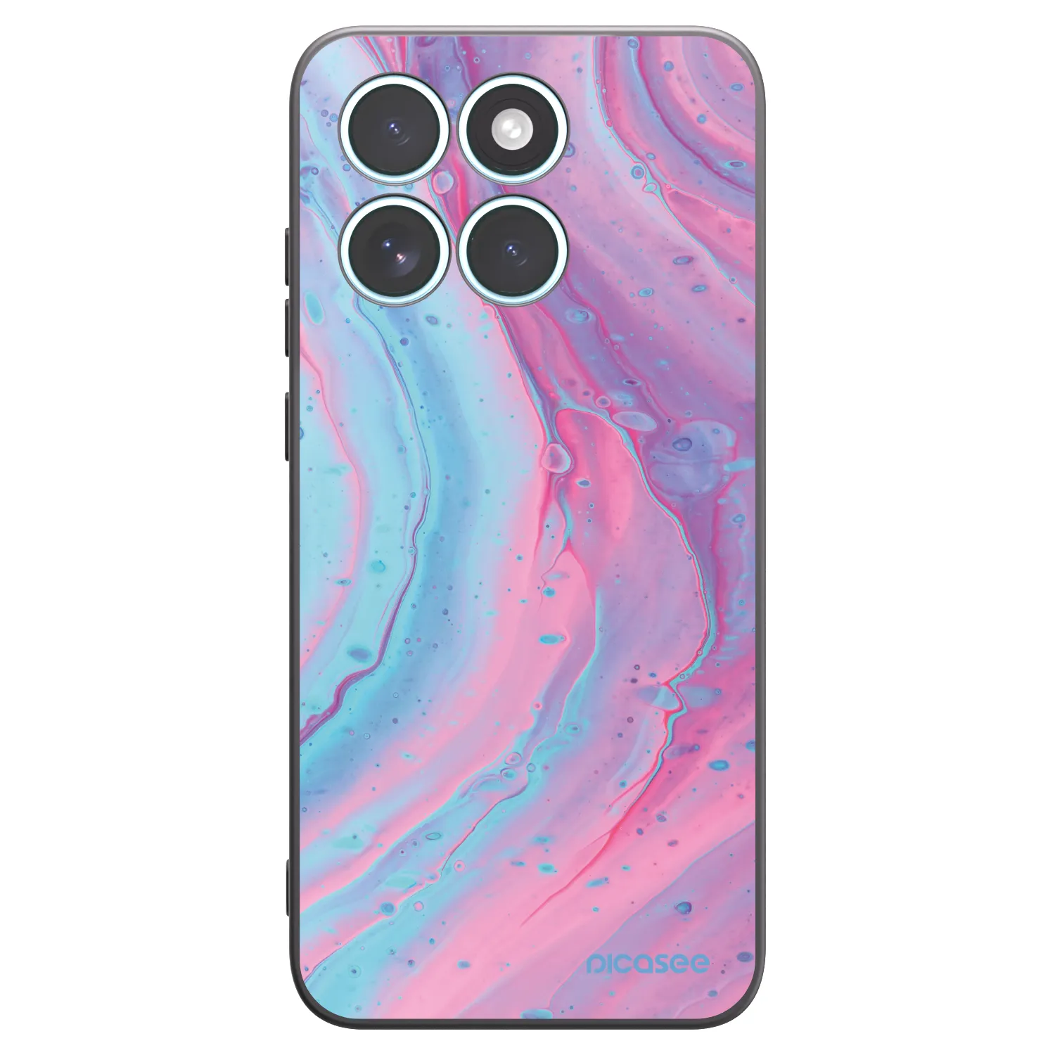 Picasee silikonowe czarne etui na Motorola Edge 70 Fusion - Pink liquid