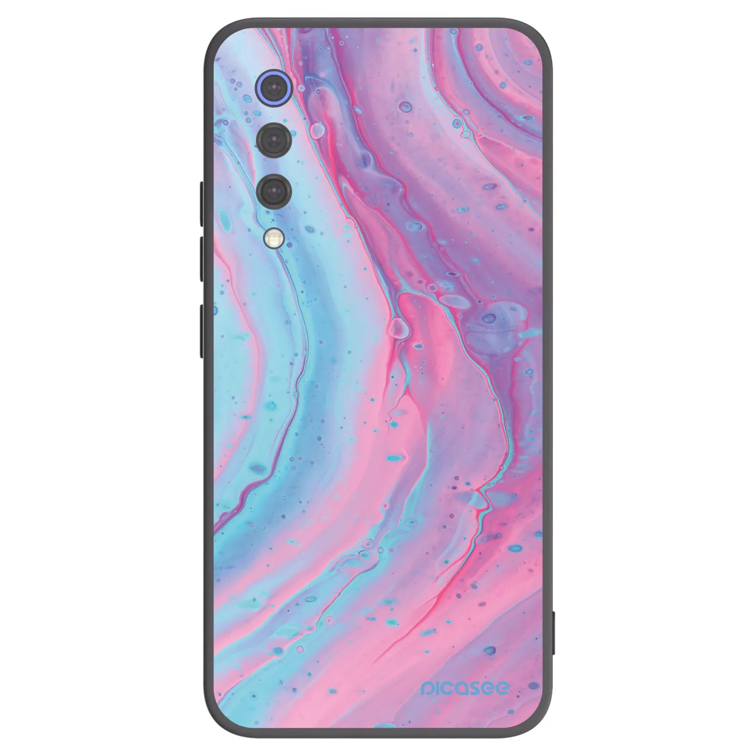 Picasee silikonowe czarne etui na Xiaomi Mi 9 SE - Pink liquid