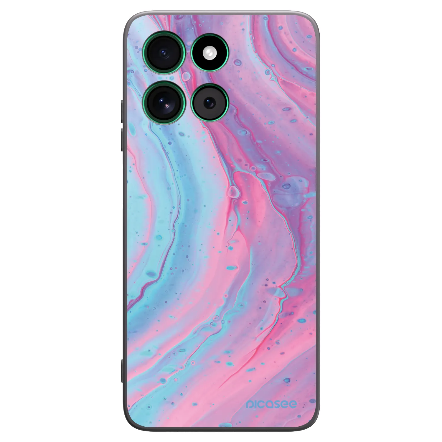 Picasee silikonowe czarne etui na Motorola Moto G57 Power - Pink liquid
