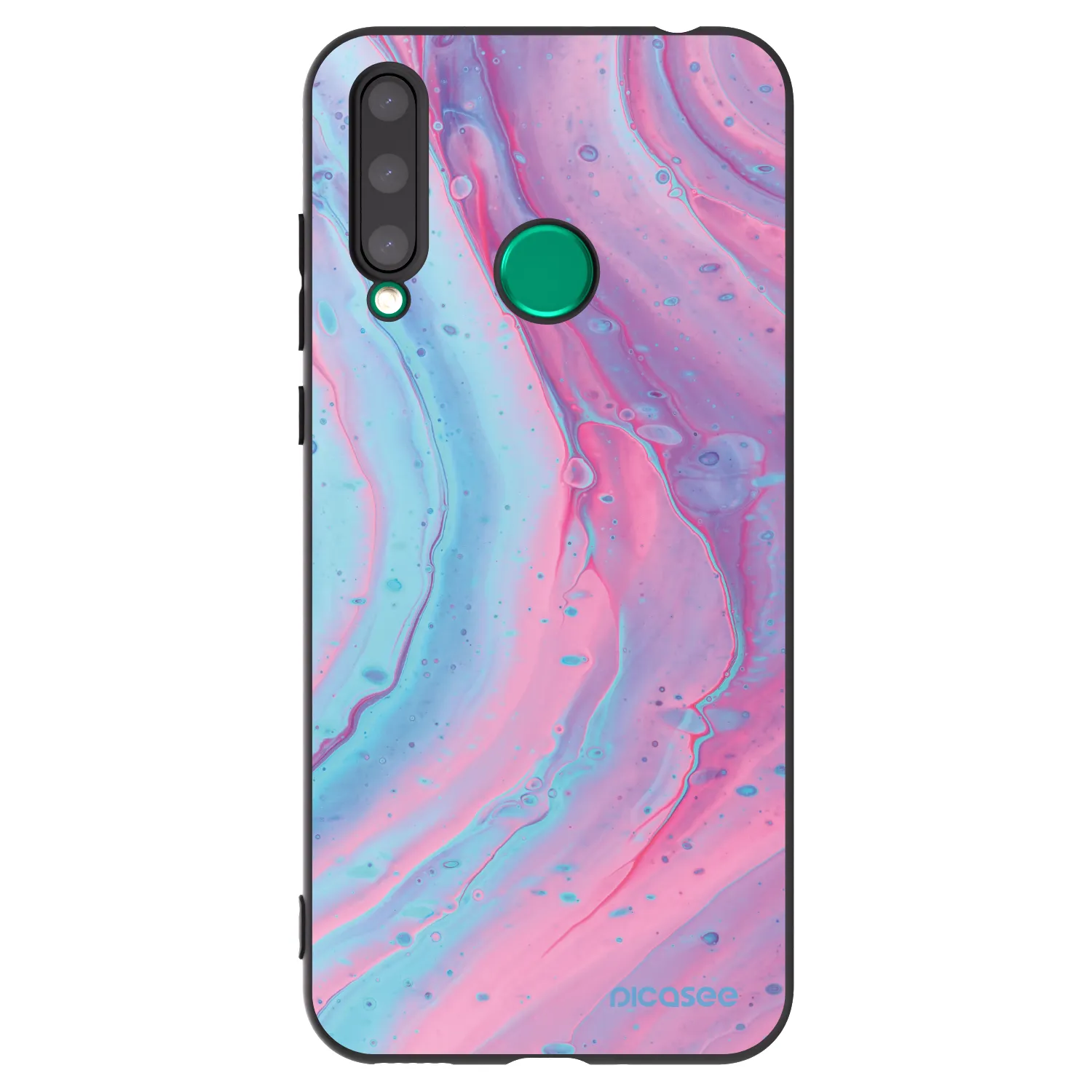 Picasee silikonowe czarne etui na Honor 20 Lite - Pink liquid