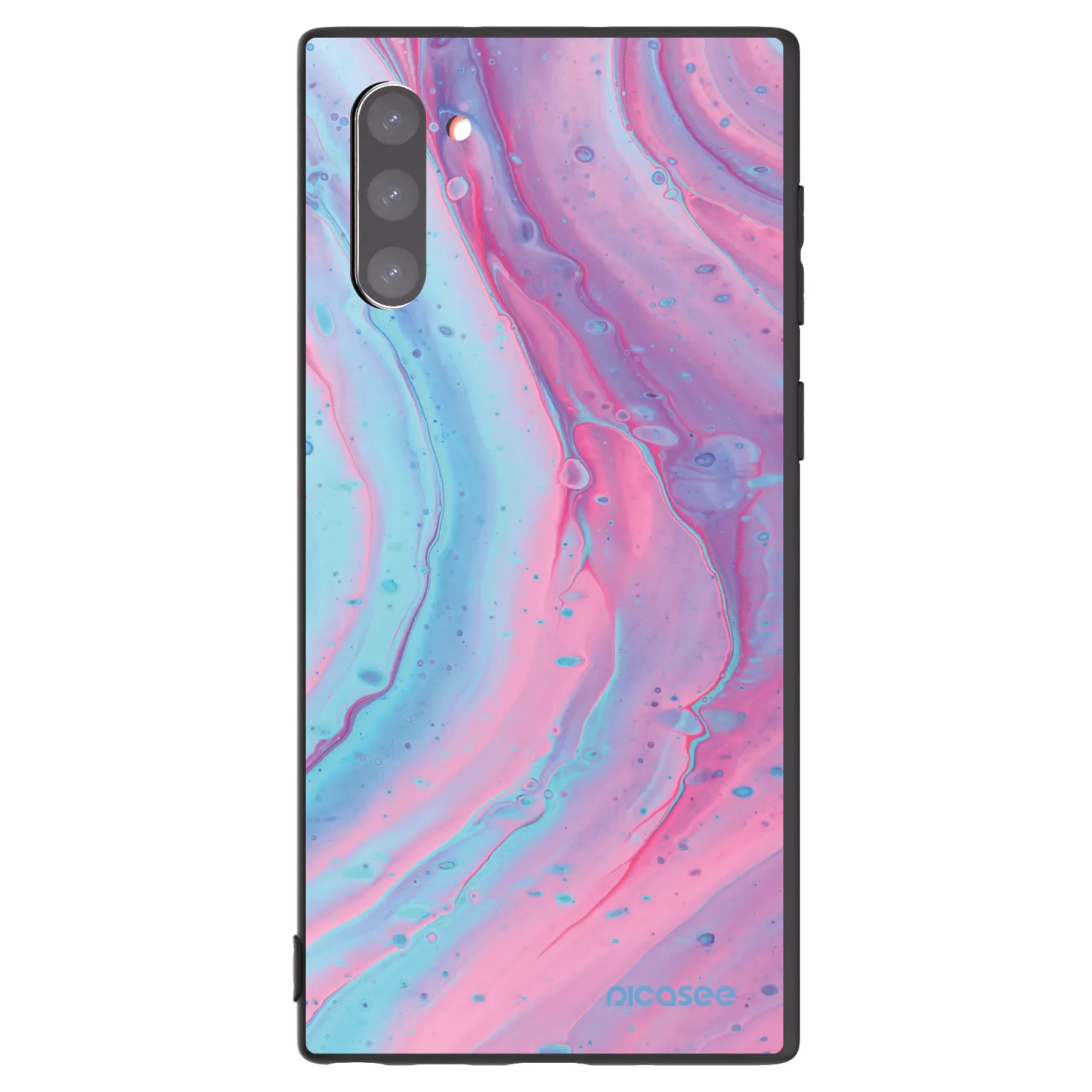 Picasee silikonowe czarne etui na Samsung Galaxy Note 10 N970F - Pink liquid
