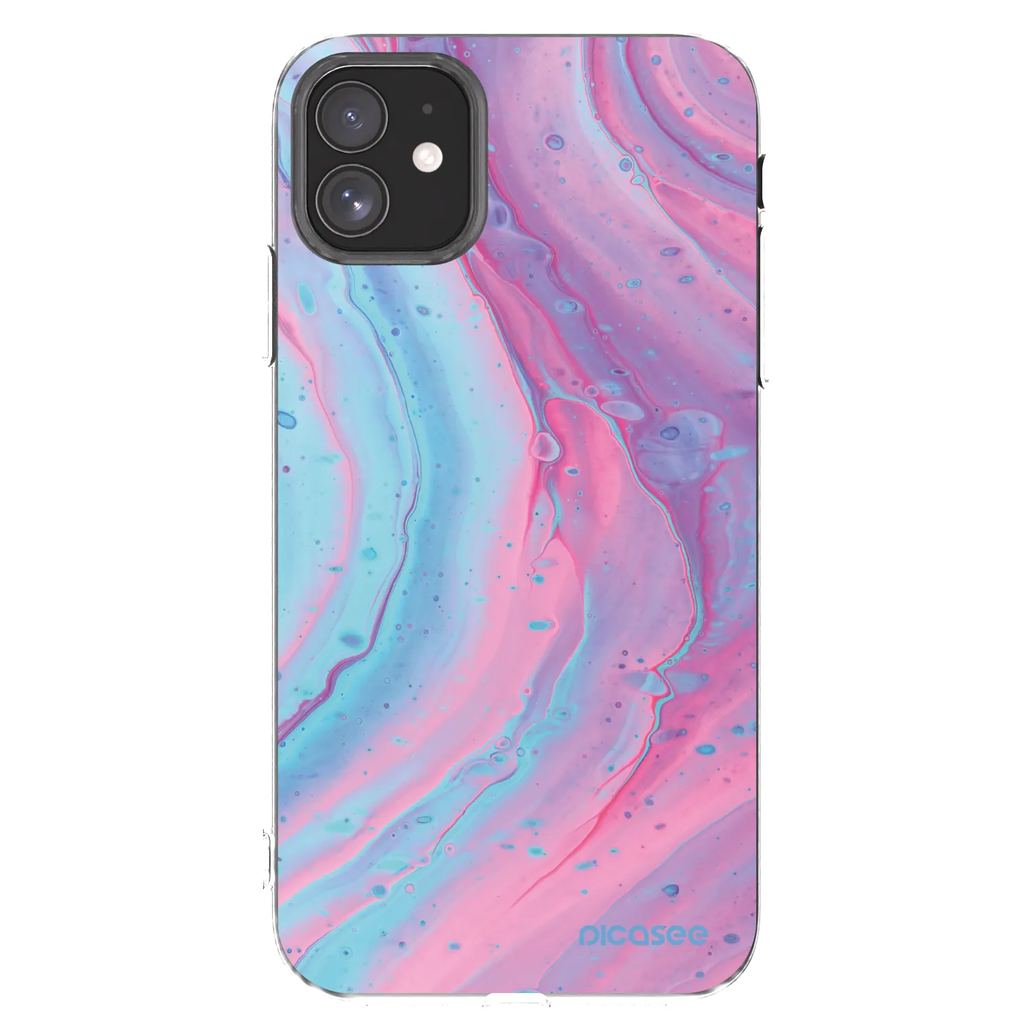 Picasee silikonowe przeźroczyste etui na Apple iPhone 11 - Pink liquid