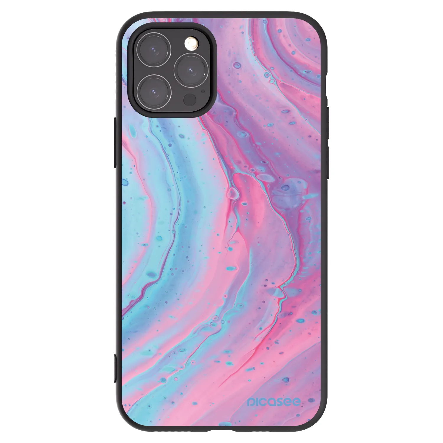 Picasee silikonowe czarne etui na Apple iPhone 11 Pro - Pink liquid
