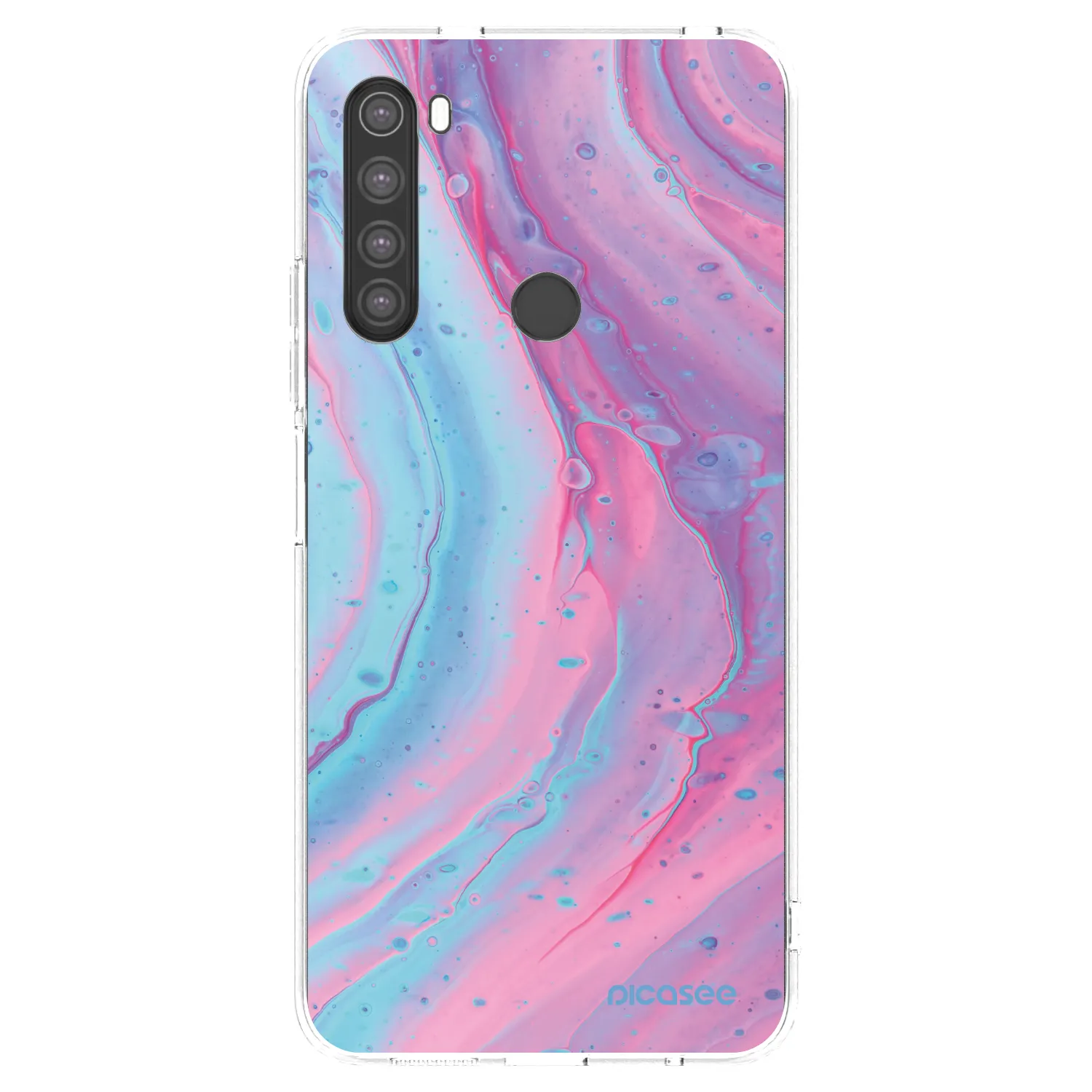 Picasee silikonowe przeźroczyste etui na Xiaomi Redmi Note 8 - Pink liquid