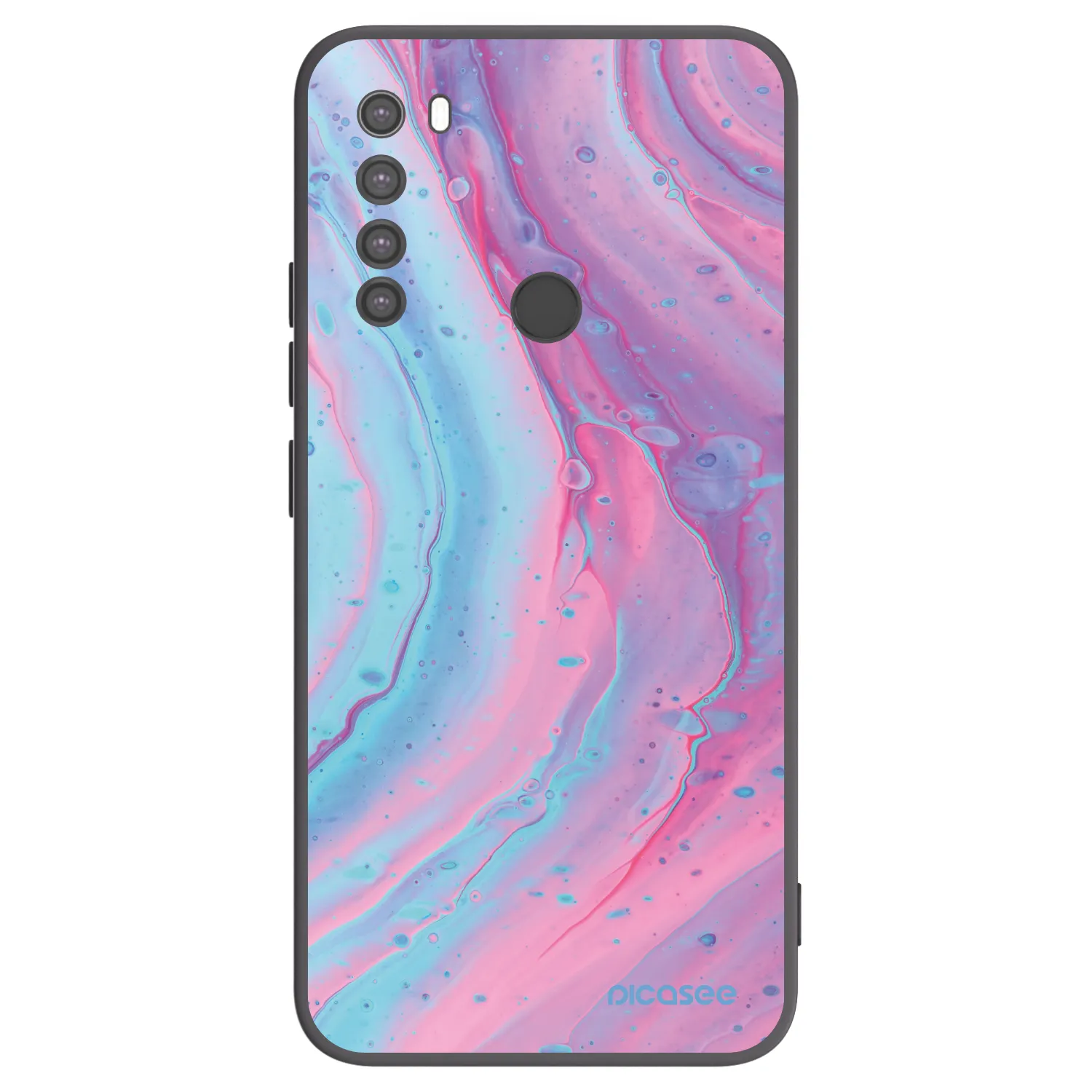 Picasee silikonowe czarne etui na Xiaomi Redmi Note 8 - Pink liquid