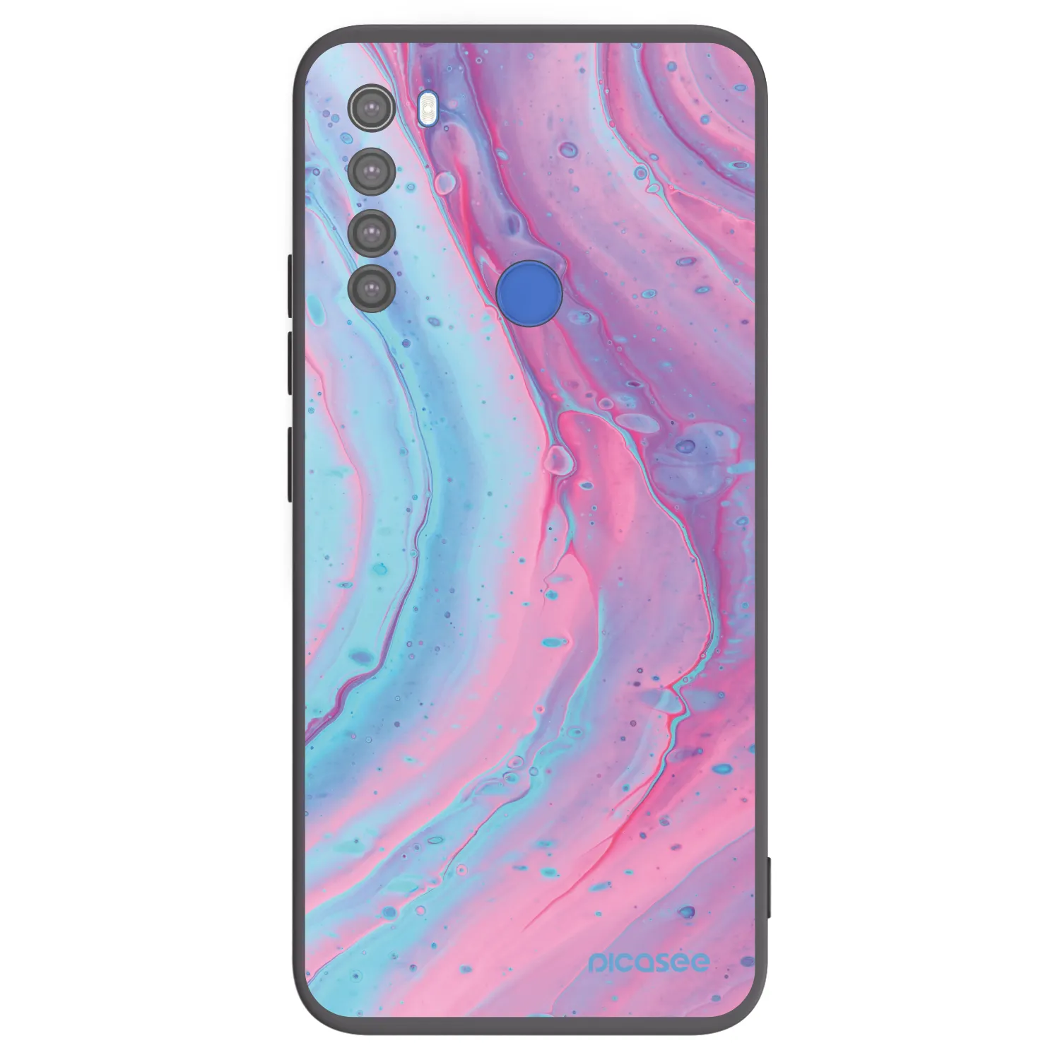 Picasee silikonowe czarne etui na Xiaomi Redmi Note 8T - Pink liquid